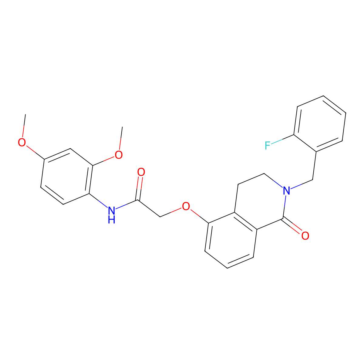N-(2,4-dimethoxyphenyl)-2-[[2-[(2-fluorophenyl)methyl]-1-oxo-3,4-dihydroisoquinolin-5-yl]oxy]acetamide molecular structure, CAS 850907-20-9