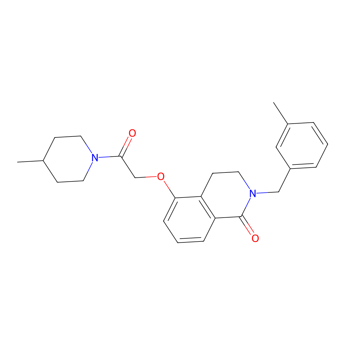 2-(3-methylbenzyl)-5-(2-(4-methylpiperidin-1-yl)-2-oxoethoxy)-3,4-dihydroisoquinolin-1(2H)-one molecular structure, CAS 850907-35-6