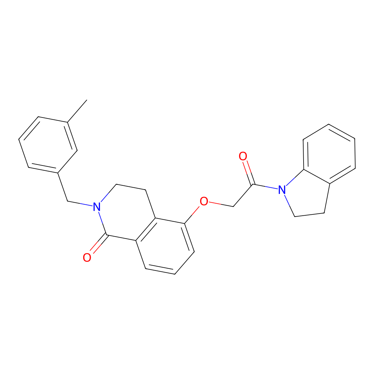 5-(2-(indolin-1-yl)-2-oxoethoxy)-2-(3-methylbenzyl)-3,4-dihydroisoquinolin-1(2H)-one molecular structure, CAS 850907-44-7
