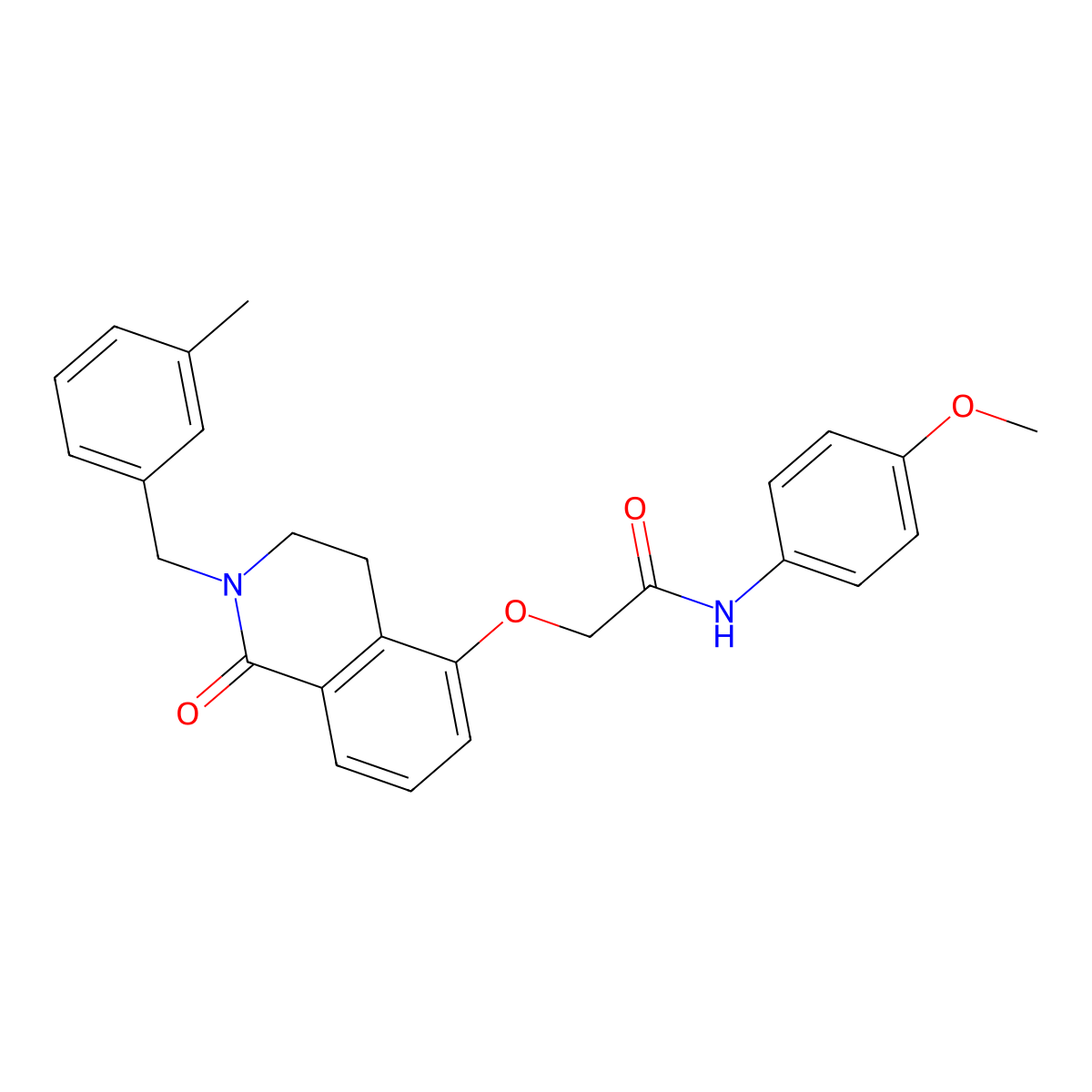 N-(4-methoxyphenyl)-2-[[2-[(3-methylphenyl)methyl]-1-oxo-3,4-dihydroisoquinolin-5-yl]oxy]acetamide molecular structure, CAS 850907-50-5