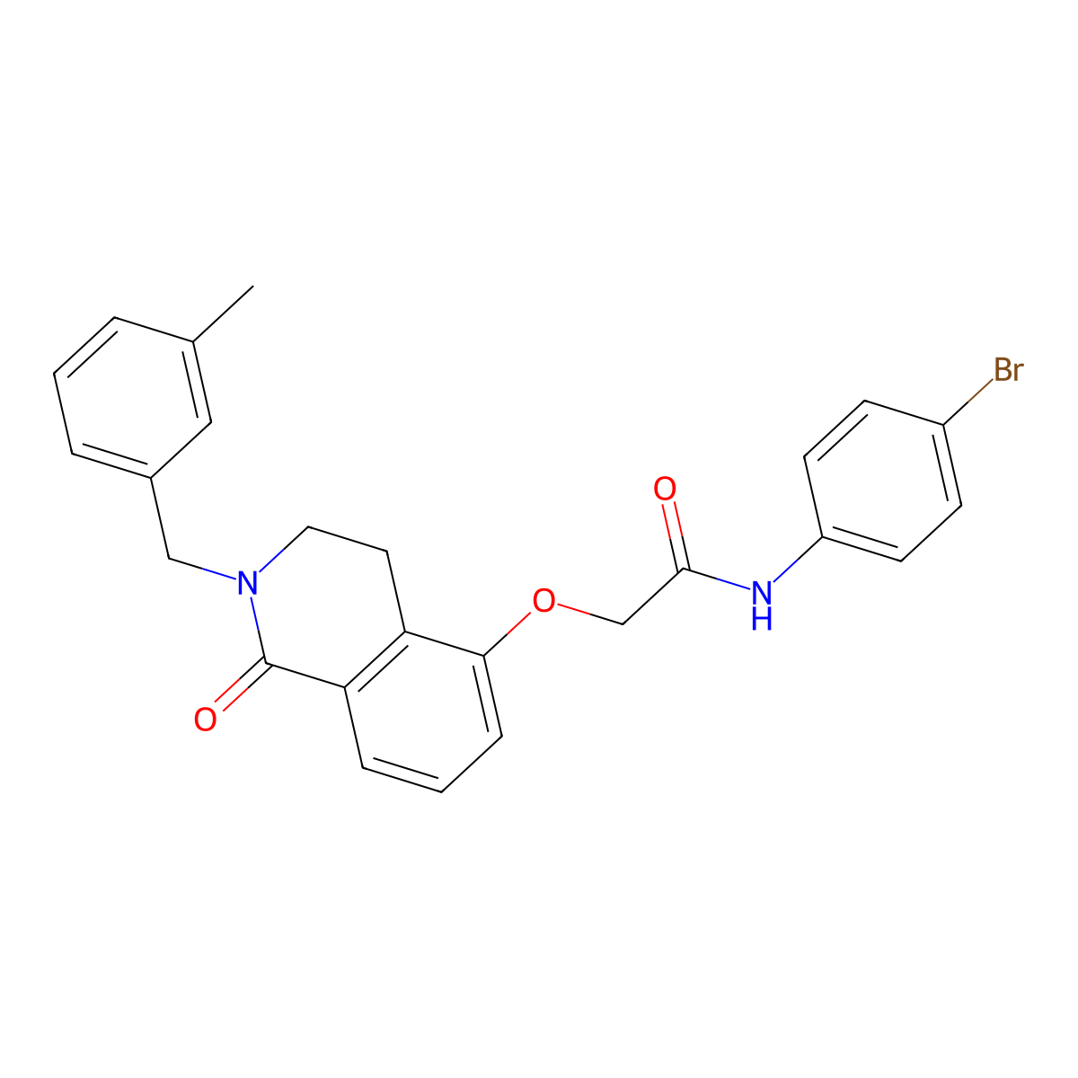 N-(4-bromophenyl)-2-[[2-[(3-methylphenyl)methyl]-1-oxo-3,4-dihydroisoquinolin-5-yl]oxy]acetamide molecular structure, CAS 850907-51-6
