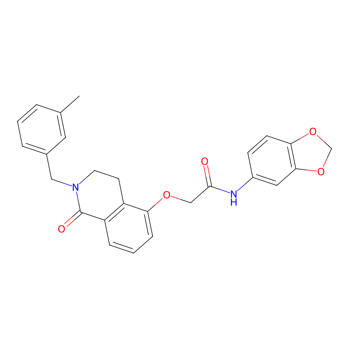 N-(1,3-benzodioxol-5-yl)-2-[[2-[(3-methylphenyl)methyl]-1-oxo-3,4-dihydroisoquinolin-5-yl]oxy]acetamide molecular structure, CAS 850907-55-0