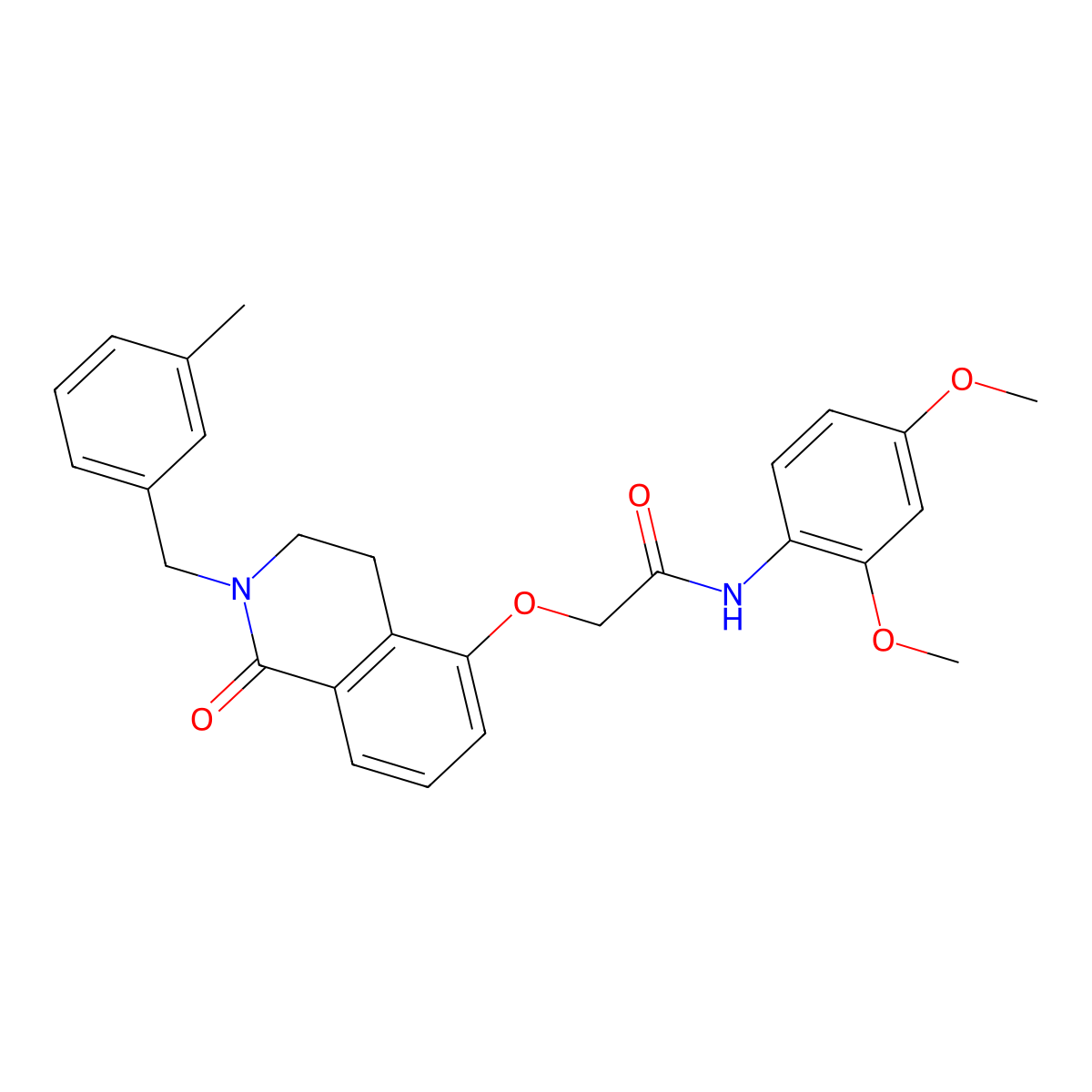 N-(2,4-dimethoxyphenyl)-2-[[2-[(3-methylphenyl)methyl]-1-oxo-3,4-dihydroisoquinolin-5-yl]oxy]acetamide molecular structure, CAS 850907-60-7