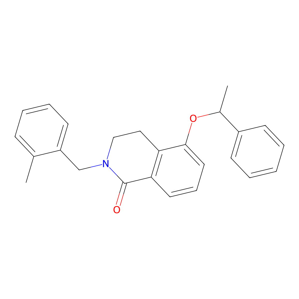 2-[(2-Methylphenyl)methyl]-5-(1-phenylethoxy)-3,4-dihydroisoquinolin-1-one molecular structure, CAS 850907-74-3
