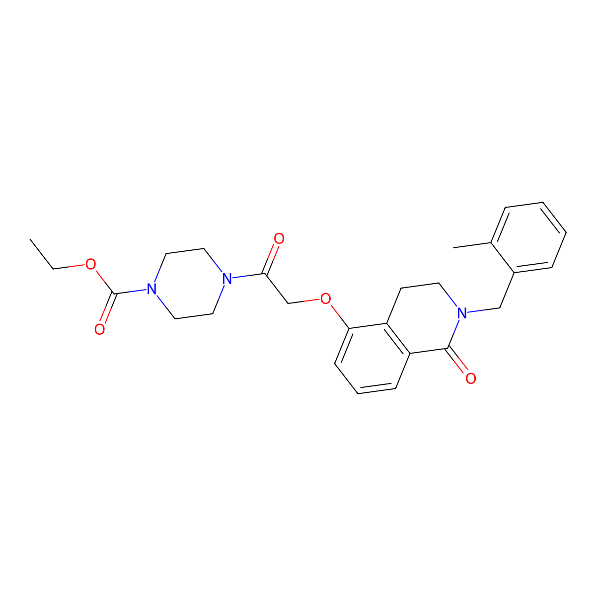 Ethyl 4-(2-((2-(2-methylbenzyl)-1-oxo-1,2,3,4-tetrahydroisoquinolin-5-yl)oxy)acetyl)piperazine-1-carboxylate molecular structure, CAS 850907-81-2