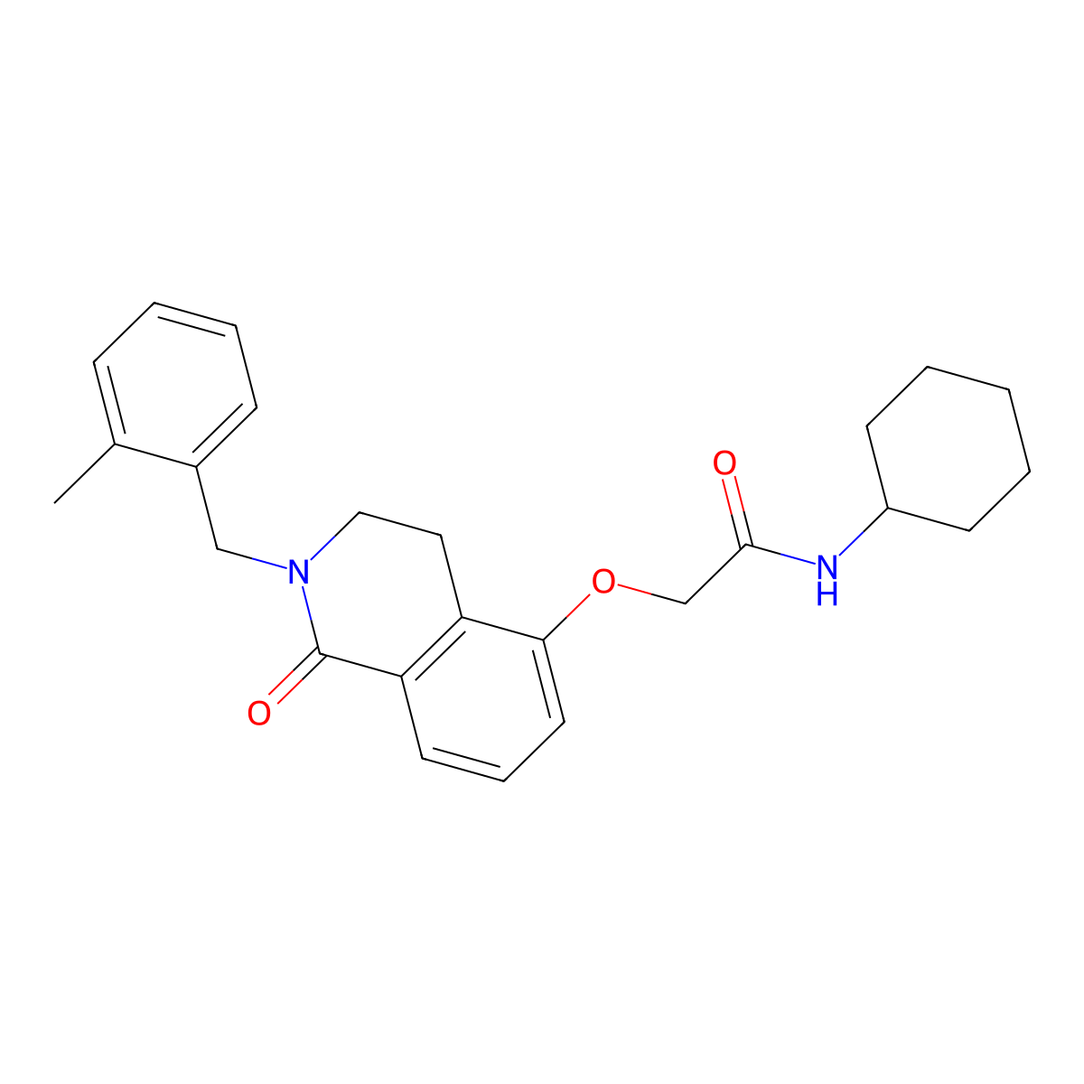 N-cyclohexyl-2-[[2-[(2-methylphenyl)methyl]-1-oxo-3,4-dihydroisoquinolin-5-yl]oxy]acetamide molecular structure, CAS 850907-83-4