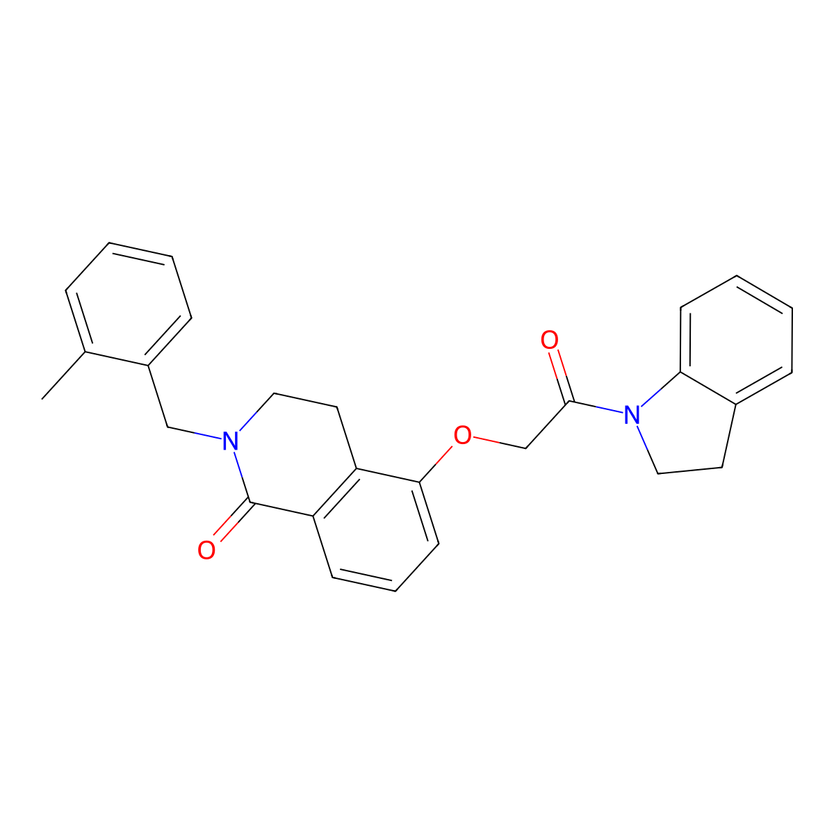 5-(2-(indolin-1-yl)-2-oxoethoxy)-2-(2-methylbenzyl)-3,4-dihydroisoquinolin-1(2H)-one molecular structure, CAS 850907-84-5