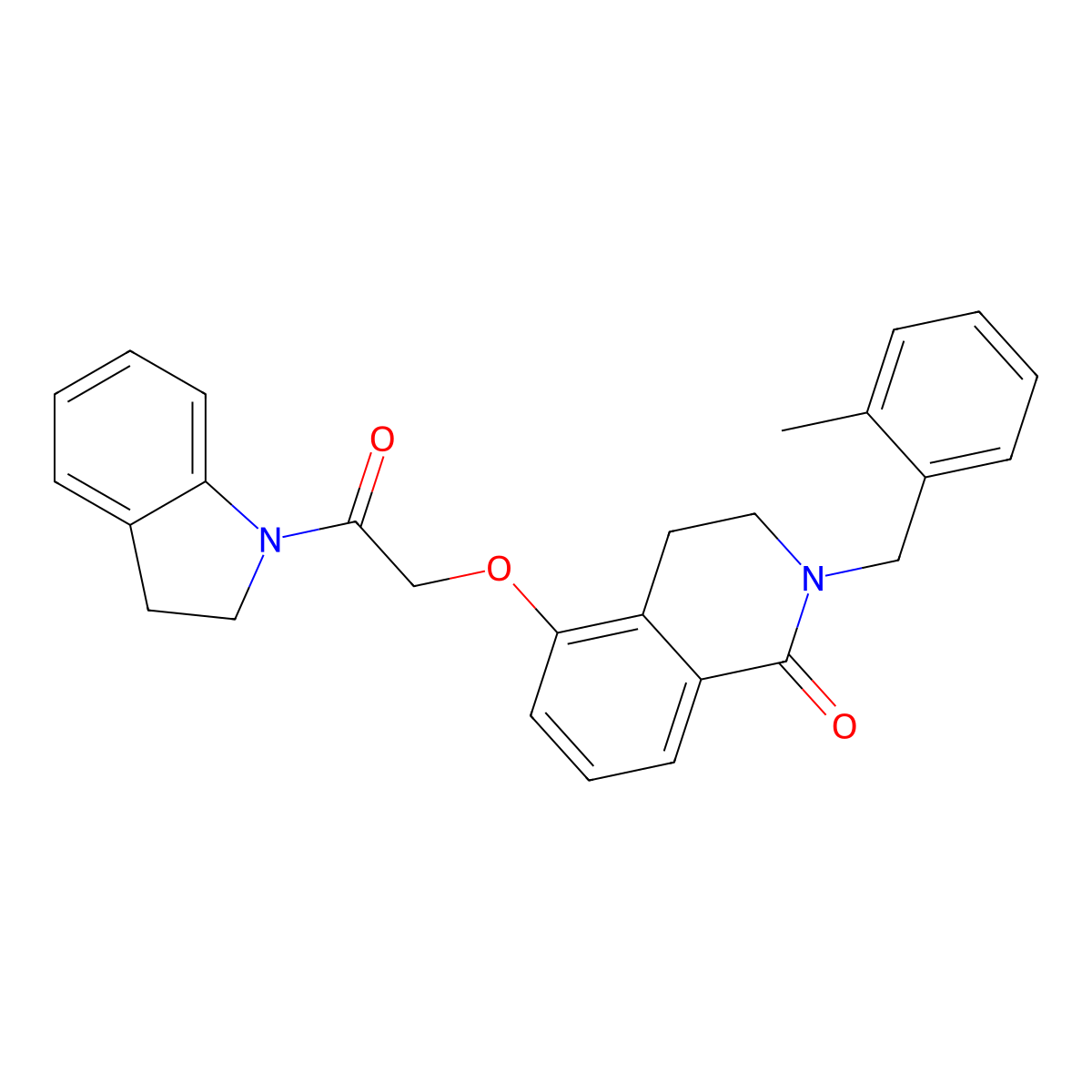 5-(2-(indolin-1-yl)-2-oxoethoxy)-2-(2-methylbenzyl)-3,4-dihydroisoquinolin-1(2H)-one molecular structure, CAS 850907-84-5