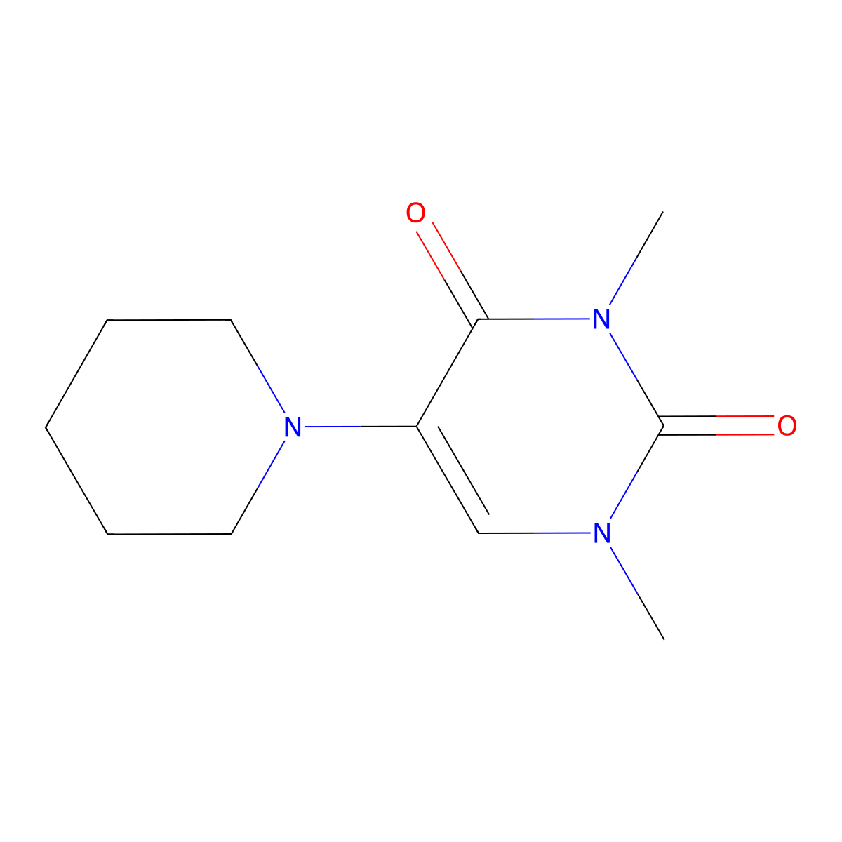 1,3-Dimethyl-5-(piperidin-1-yl)-1,2,3,4-tetrahydropyrimidine-2,4-dione molecular structure, CAS 850908-24-6