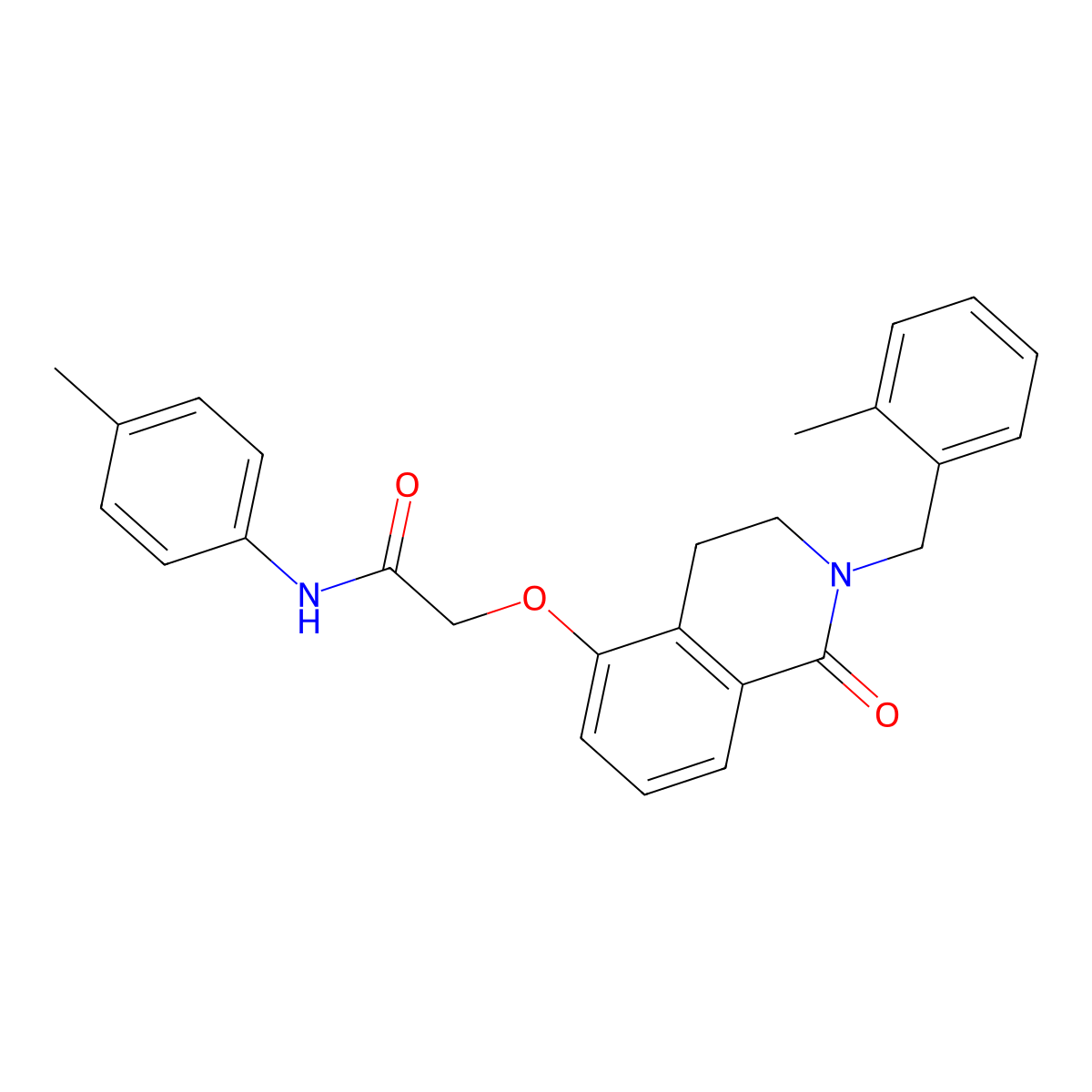 N-(4-methylphenyl)-2-[[2-[(2-methylphenyl)methyl]-1-oxo-3,4-dihydroisoquinolin-5-yl]oxy]acetamide molecular structure, CAS 850908-64-4