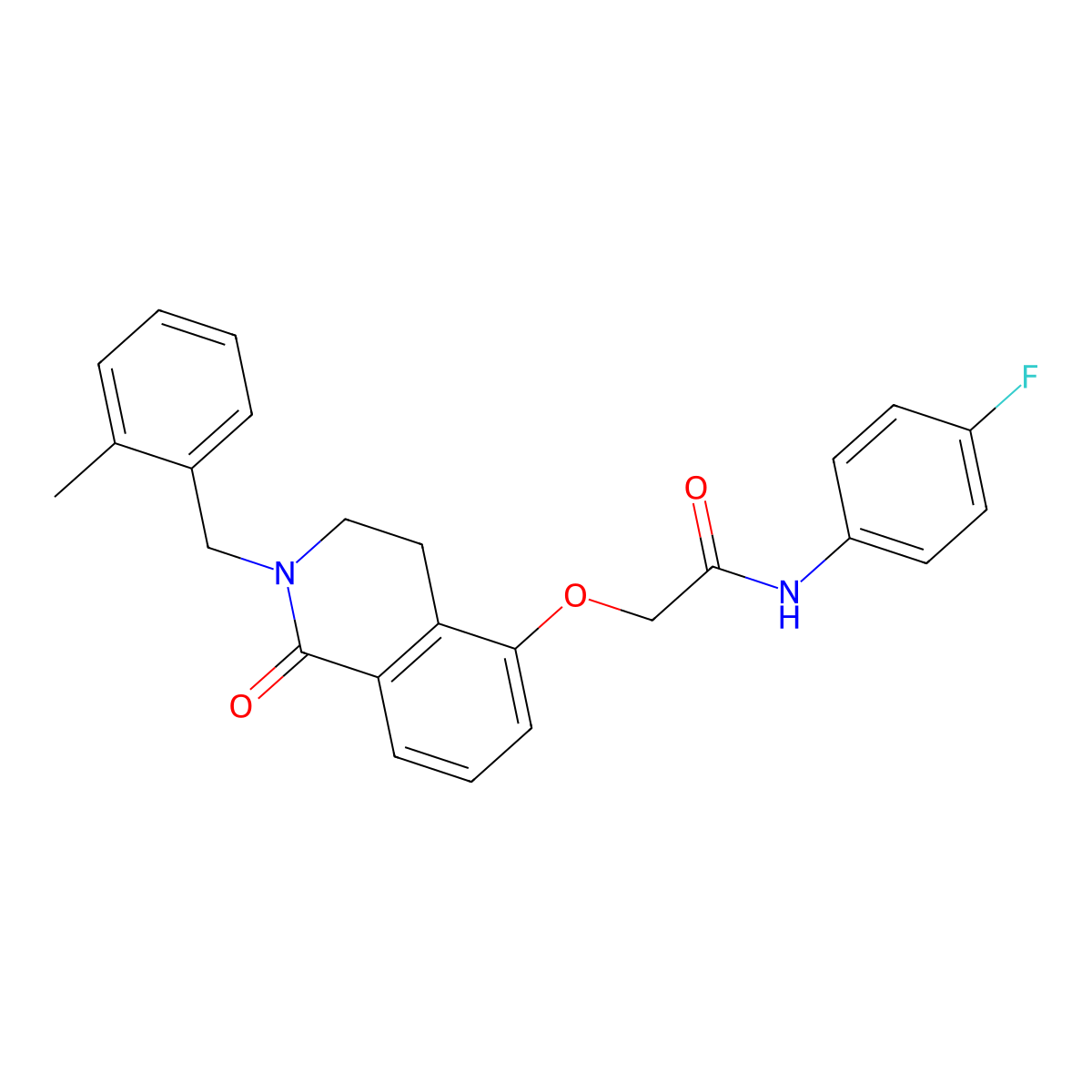 N-(4-fluorophenyl)-2-((2-(2-methylbenzyl)-1-oxo-1,2,3,4-tetrahydroisoquinolin-5-yl)oxy)acetamide molecular structure, CAS 850908-65-5
