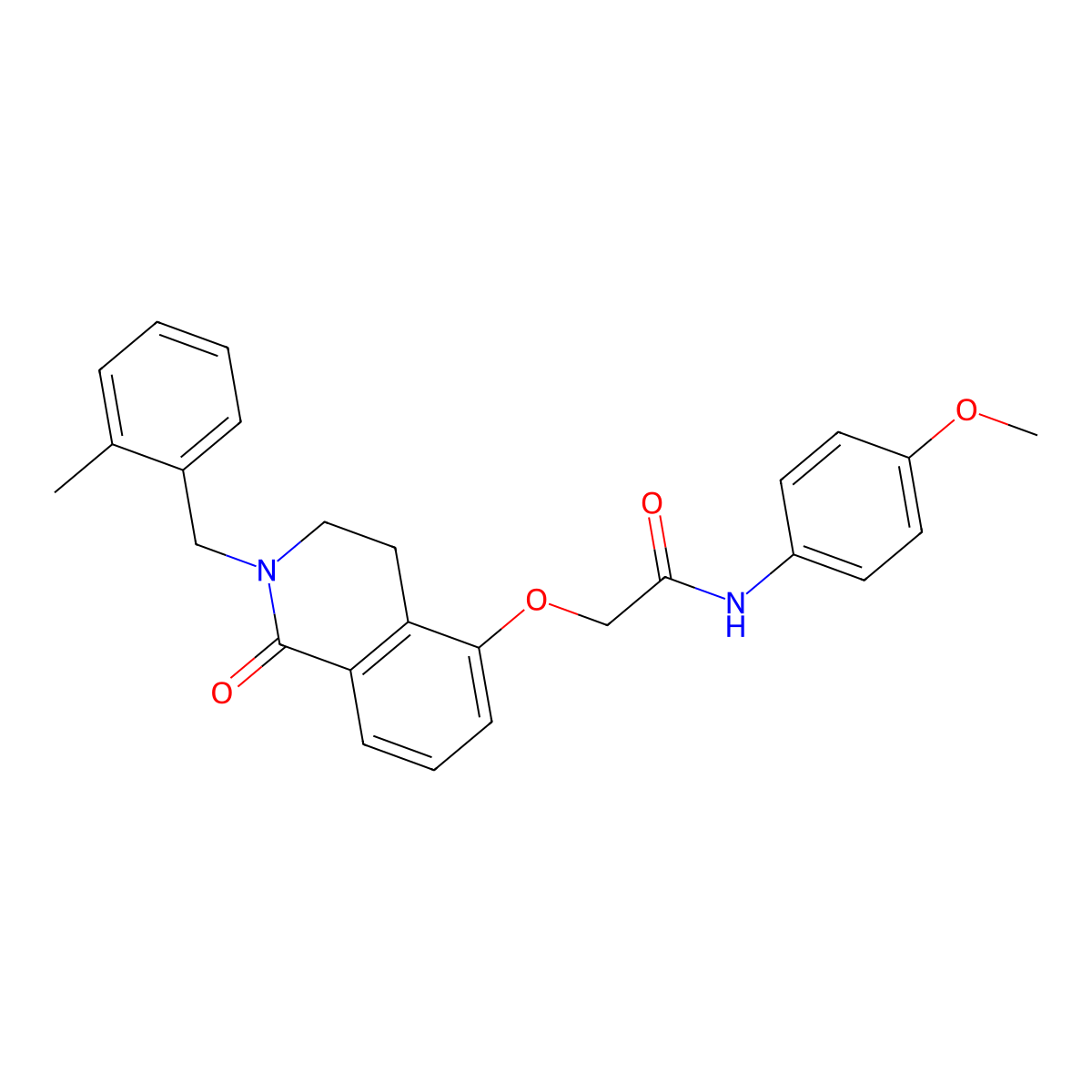 N-(4-methoxyphenyl)-2-[[2-[(2-methylphenyl)methyl]-1-oxo-3,4-dihydroisoquinolin-5-yl]oxy]acetamide molecular structure, CAS 850908-66-6