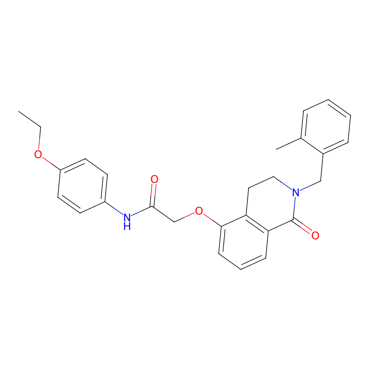 N-(4-ethoxyphenyl)-2-[[2-[(2-methylphenyl)methyl]-1-oxo-3,4-dihydroisoquinolin-5-yl]oxy]acetamide molecular structure, CAS 850908-67-7