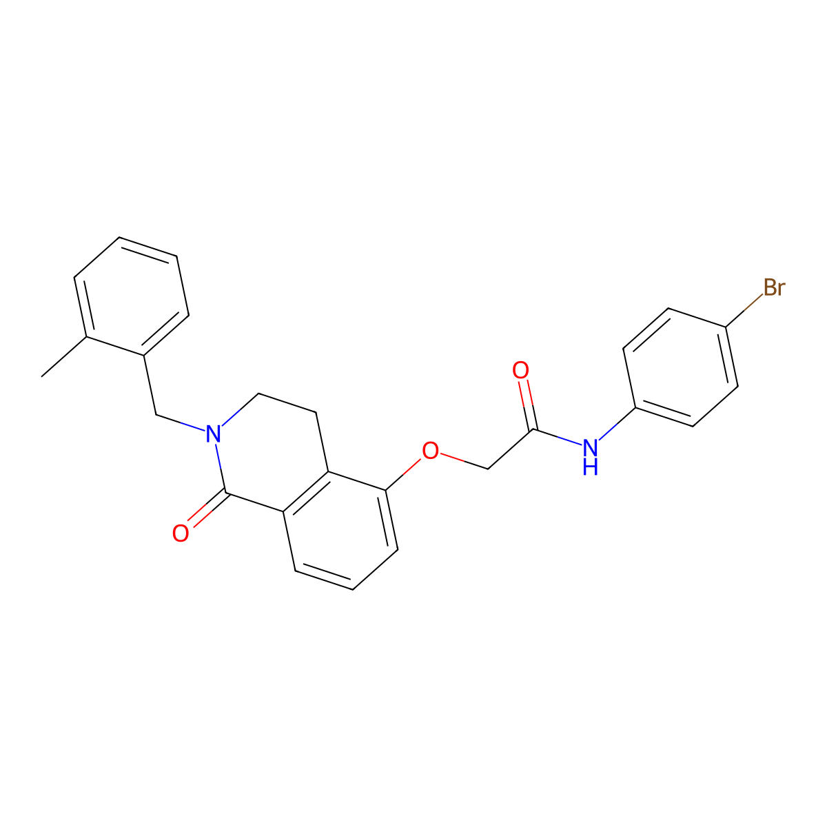 N-(4-bromophenyl)-2-[[2-[(2-methylphenyl)methyl]-1-oxo-3,4-dihydroisoquinolin-5-yl]oxy]acetamide molecular structure, CAS 850908-68-8