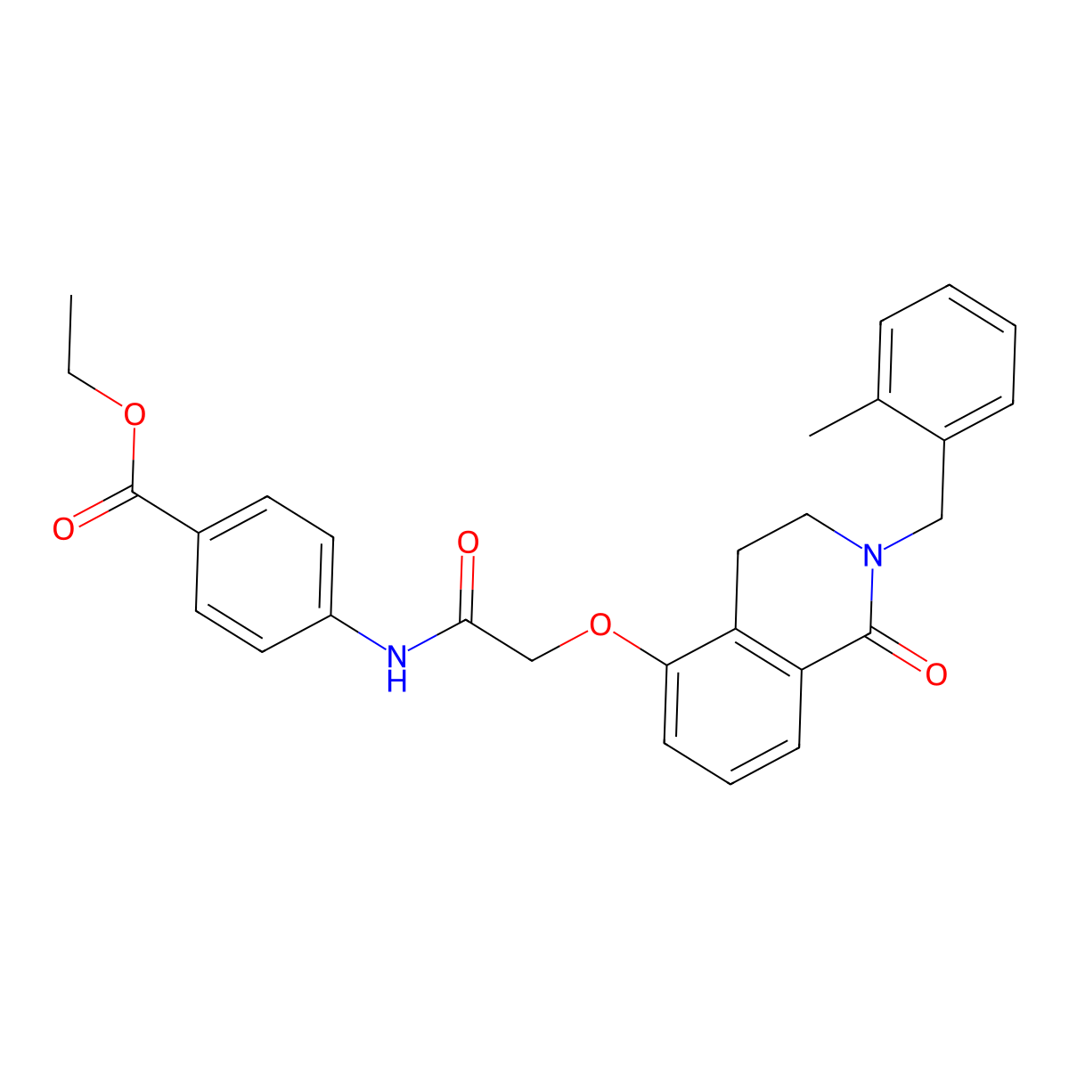 Ethyl 4-(2-((2-(2-methylbenzyl)-1-oxo-1,2,3,4-tetrahydroisoquinolin-5-yl)oxy)acetamido)benzoate molecular structure, CAS 850908-69-9