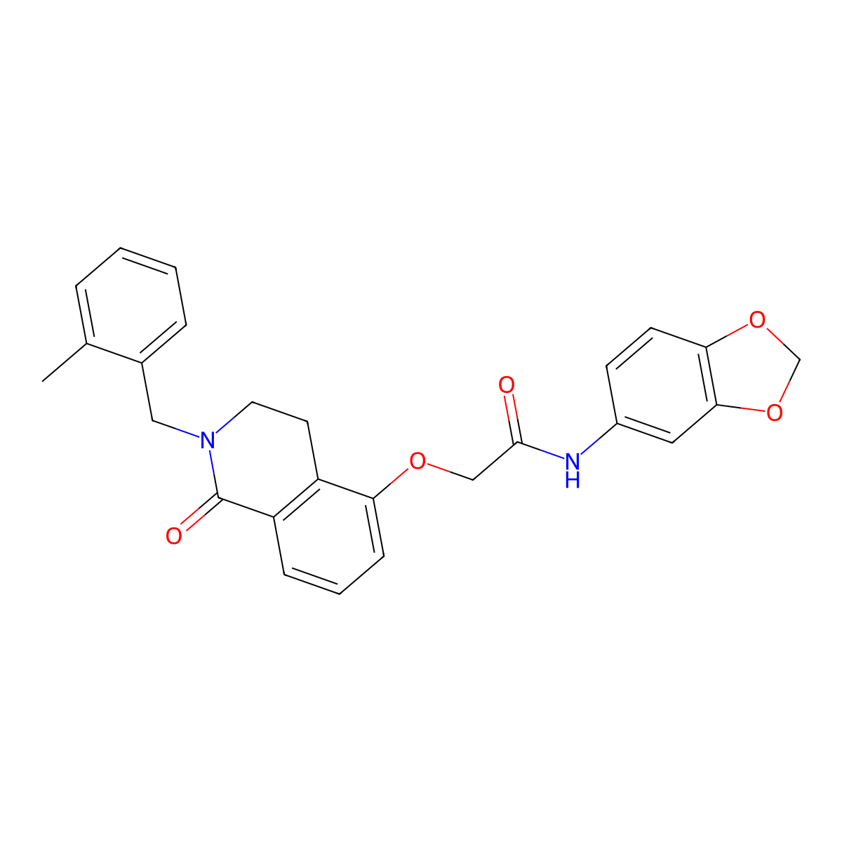 N-(benzo[d][1,3]dioxol-5-yl)-2-((2-(2-methylbenzyl)-1-oxo-1,2,3,4-tetrahydroisoquinolin-5-yl)oxy)acetamide molecular structure, CAS 850908-72-4