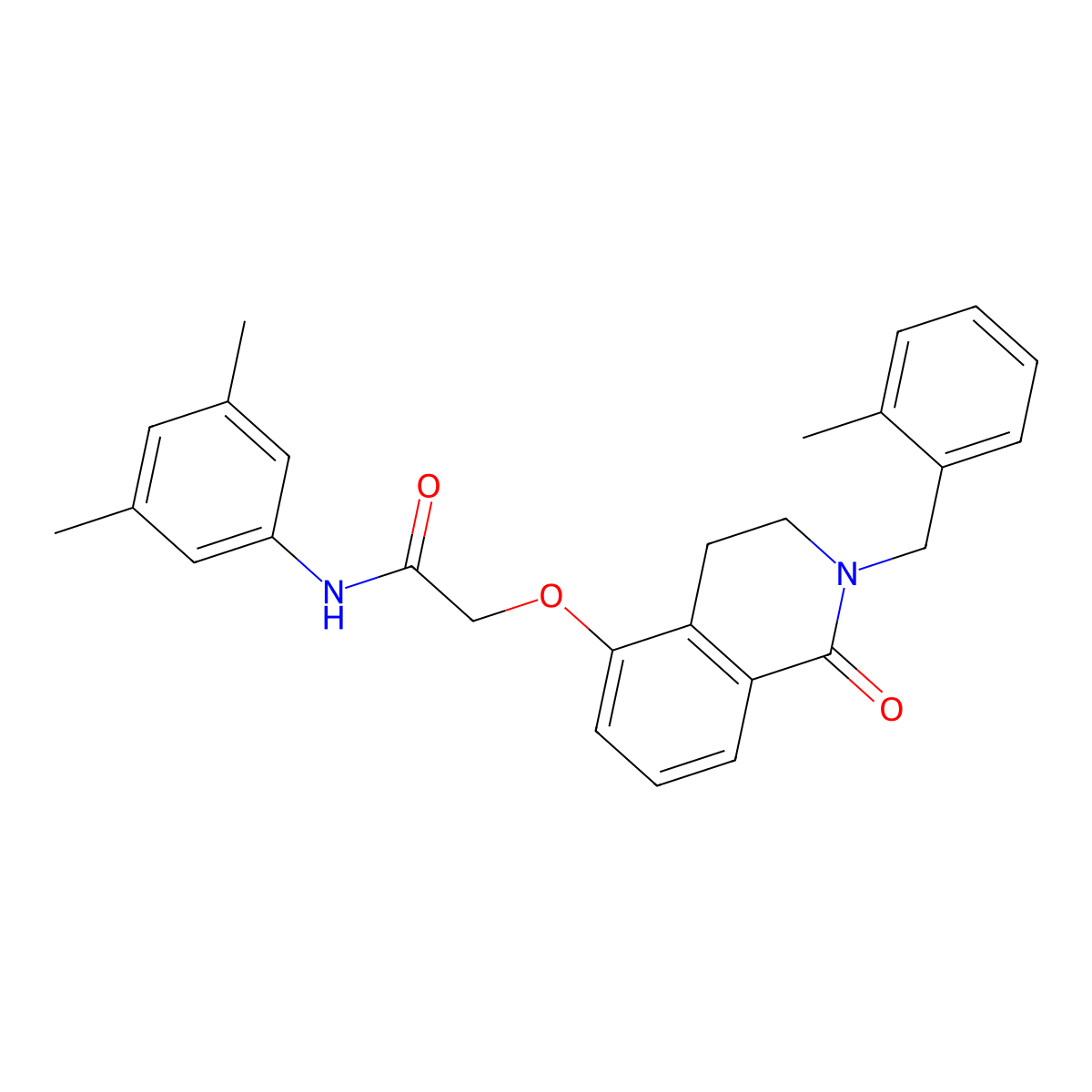 N-(3,5-dimethylphenyl)-2-[[2-[(2-methylphenyl)methyl]-1-oxo-3,4-dihydroisoquinolin-5-yl]oxy]acetamide molecular structure, CAS 850908-75-7
