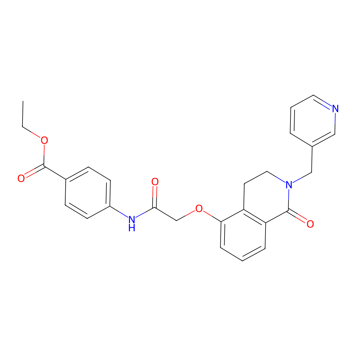 Ethyl 4-[[2-[[1-oxo-2-(pyridin-3-ylmethyl)-3,4-dihydroisoquinolin-5-yl]oxy]acetyl]amino]benzoate molecular structure, CAS 850908-87-1