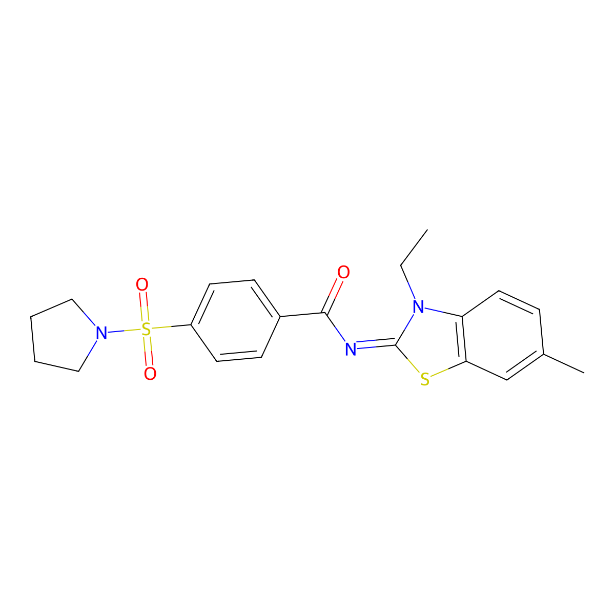 (E)-N-(3-ethyl-6-methylbenzo[d]thiazol-2(3H)-ylidene)-4-(pyrrolidin-1-ylsulfonyl)benzamide molecular structure, CAS 850909-01-2