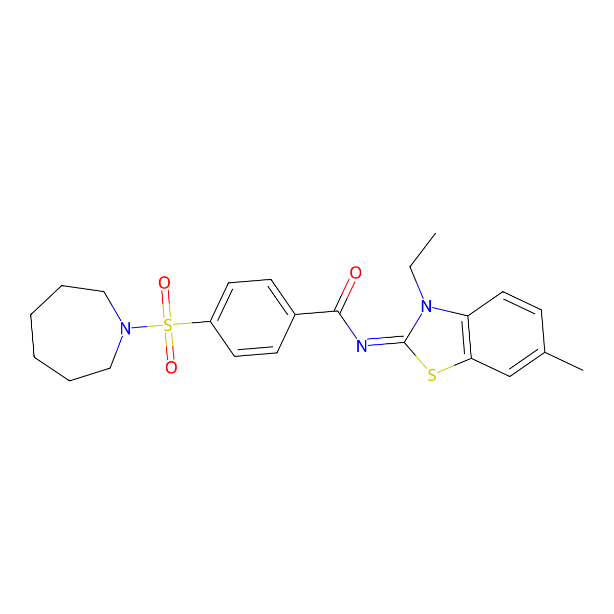 (E)-4-(azepan-1-ylsulfonyl)-N-(3-ethyl-6-methylbenzo[d]thiazol-2(3H)-ylidene)benzamide molecular structure, CAS 850909-04-5