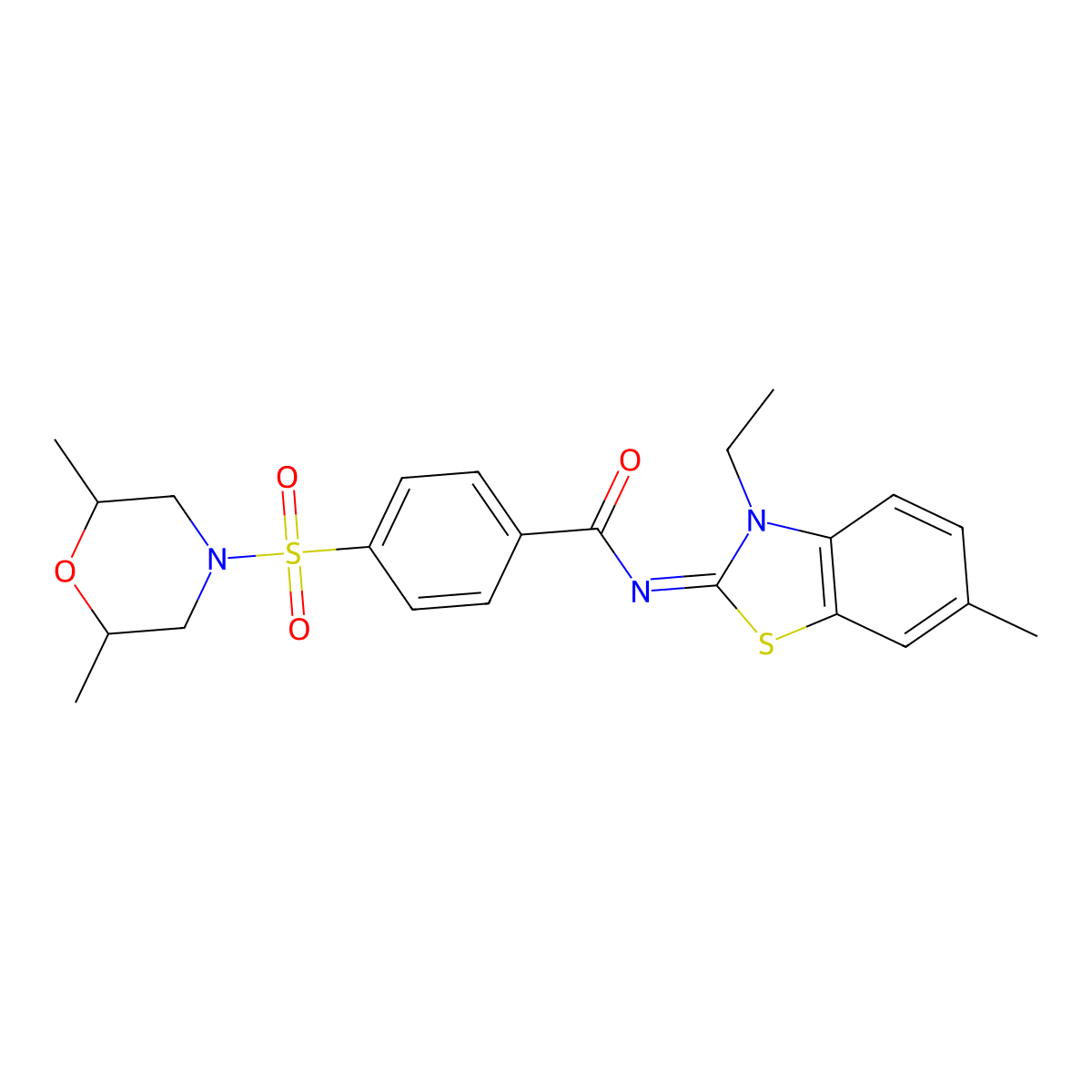 (E)-4-((2,6-dimethylmorpholino)sulfonyl)-N-(3-ethyl-6-methylbenzo[d]thiazol-2(3H)-ylidene)benzamide molecular structure, CAS 850909-05-6