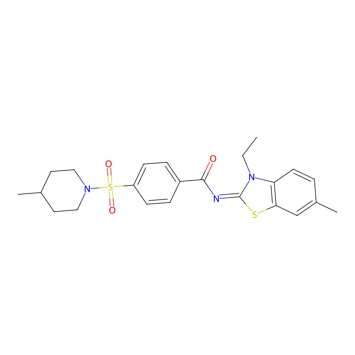 (E)-N-(3-ethyl-6-methylbenzo[d]thiazol-2(3H)-ylidene)-4-((4-methylpiperidin-1-yl)sulfonyl)benzamide molecular structure, CAS 850909-07-8