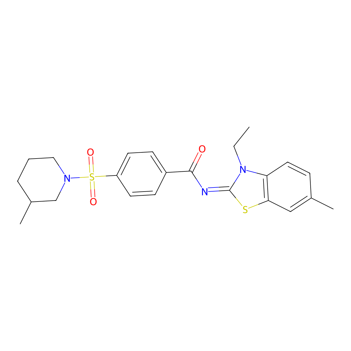 N-(3-ethyl-6-methyl-1,3-benzothiazol-2-ylidene)-4-(3-methylpiperidin-1-yl)sulfonylbenzamide molecular structure, CAS 850909-08-9