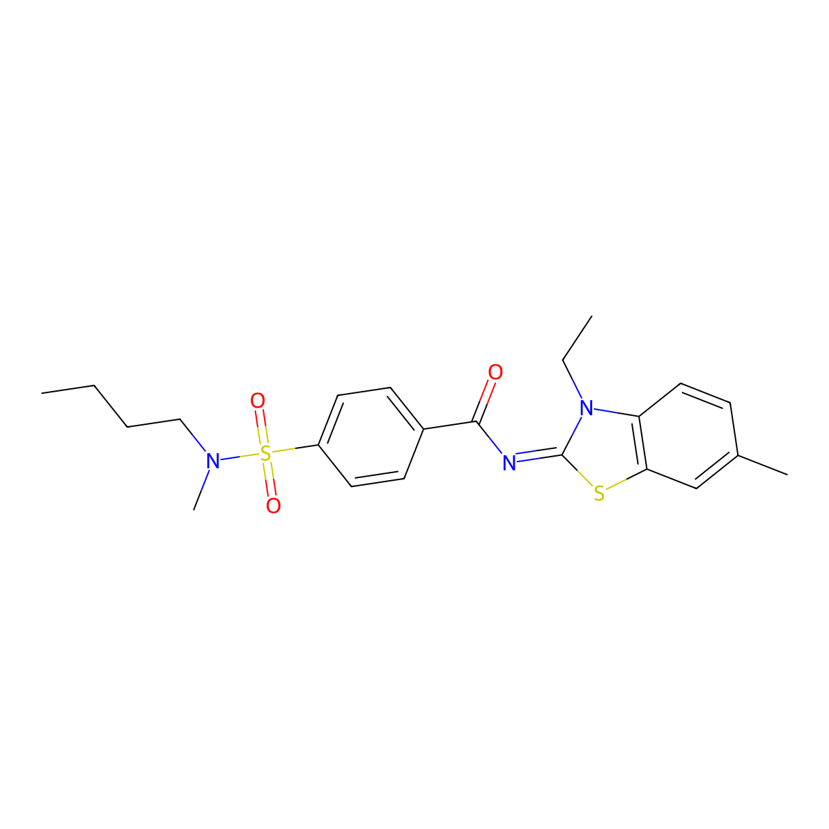 4-[butyl(methyl)sulfamoyl]-N-(3-ethyl-6-methyl-1,3-benzothiazol-2-ylidene)benzamide molecular structure, CAS 850909-10-3