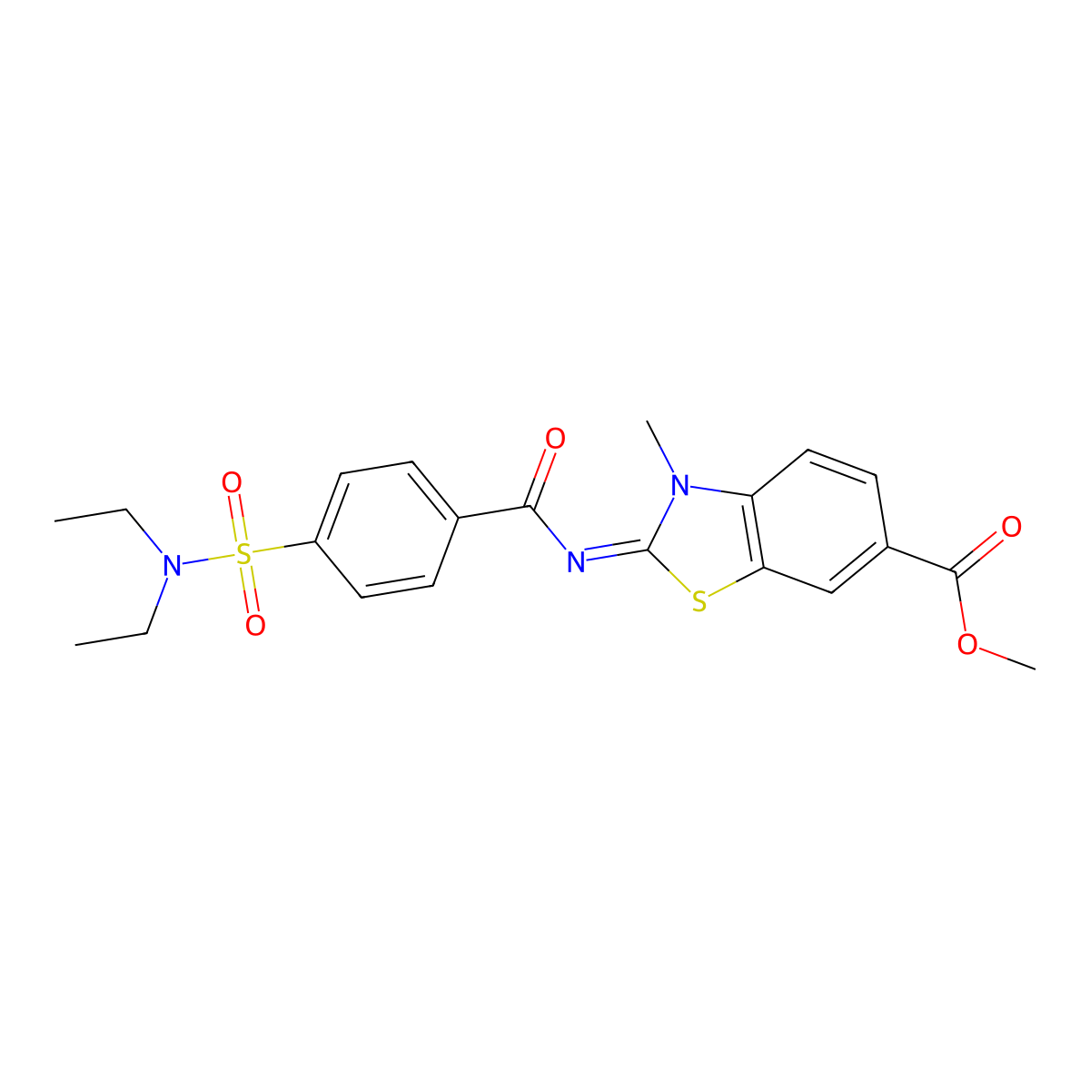 (E)-methyl 2-((4-(N,N-diethylsulfamoyl)benzoyl)imino)-3-methyl-2,3-dihydrobenzo[d]thiazole-6-carboxylate molecular structure, CAS 850909-11-4
