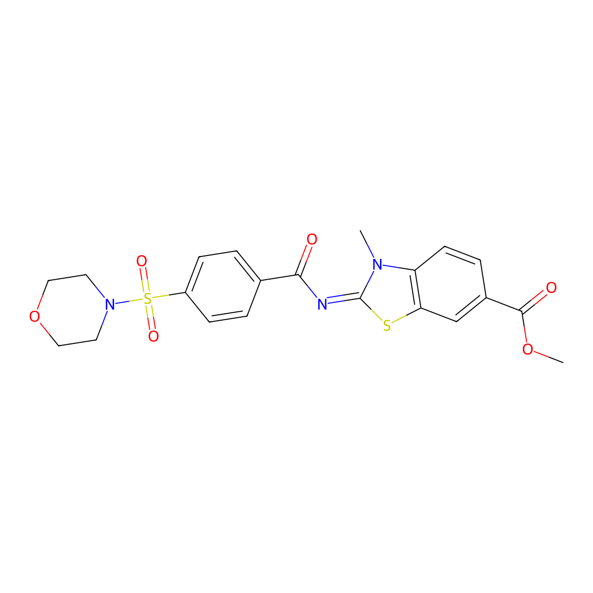 (E)-methyl 3-methyl-2-((4-(morpholinosulfonyl)benzoyl)imino)-2,3-dihydrobenzo[d]thiazole-6-carboxylate molecular structure, CAS 850909-13-6