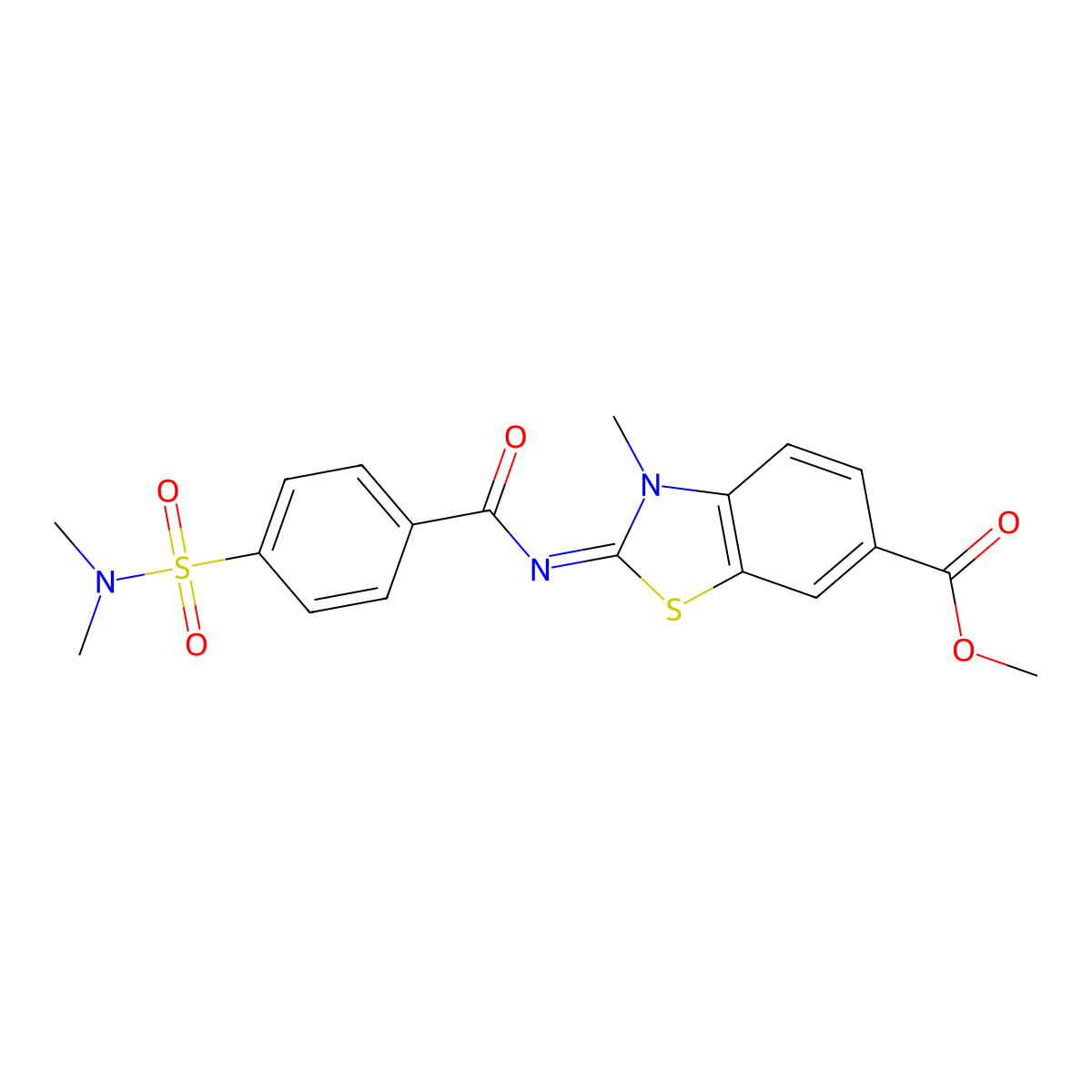 (E)-methyl 2-((4-(N,N-dimethylsulfamoyl)benzoyl)imino)-3-methyl-2,3-dihydrobenzo[d]thiazole-6-carboxylate molecular structure, CAS 850909-15-8