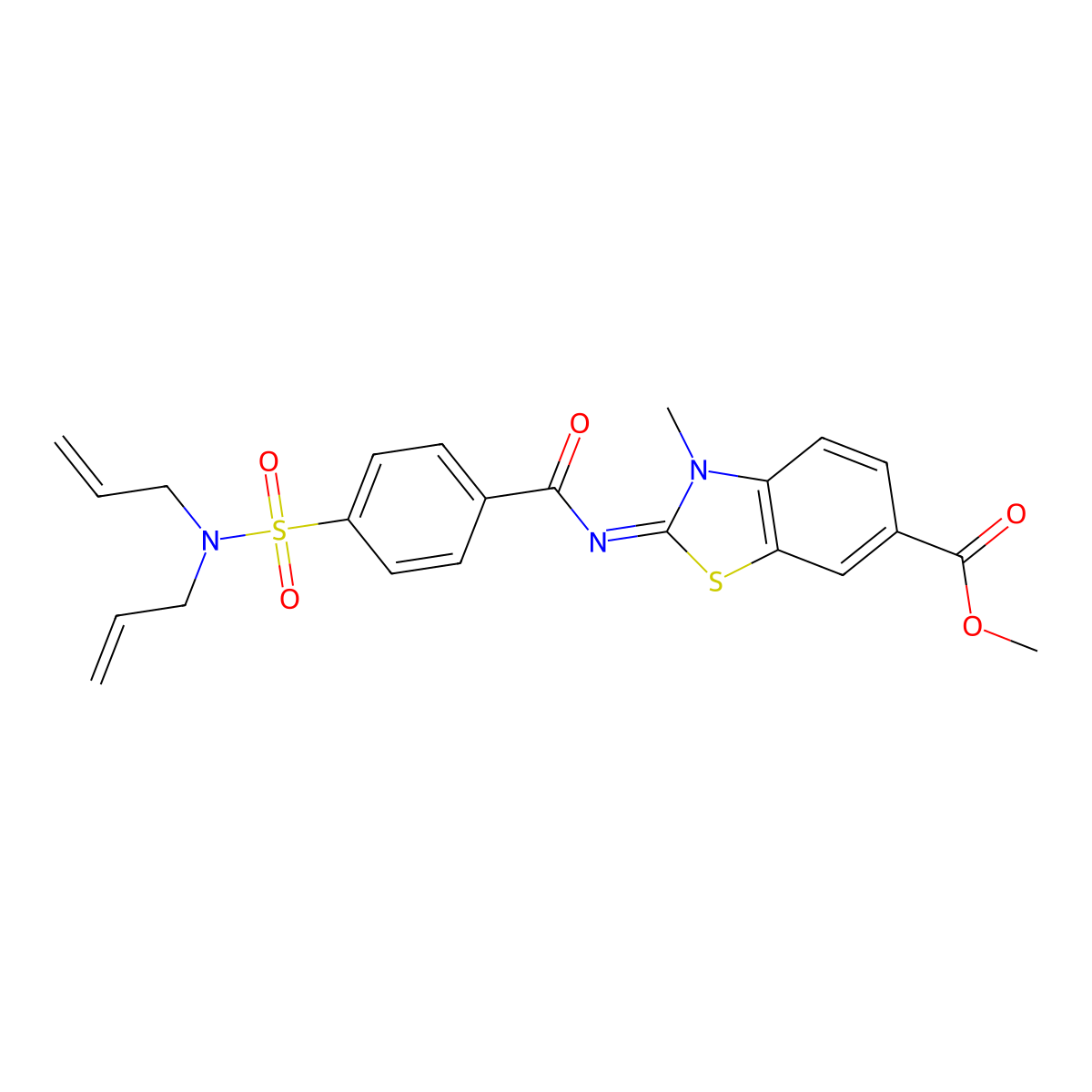 (E)-methyl 2-((4-(N,N-diallylsulfamoyl)benzoyl)imino)-3-methyl-2,3-dihydrobenzo[d]thiazole-6-carboxylate molecular structure, CAS 850909-21-6
