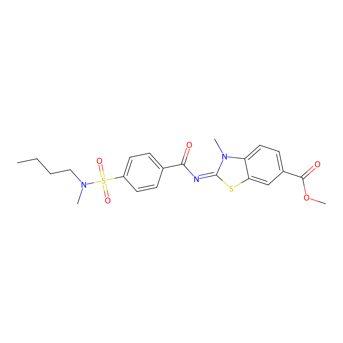 (Z)-methyl 2-((4-(N-butyl-N-methylsulfamoyl)benzoyl)imino)-3-methyl-2,3-dihydrobenzo[d]thiazole-6-carboxylate molecular structure, CAS 850909-26-1