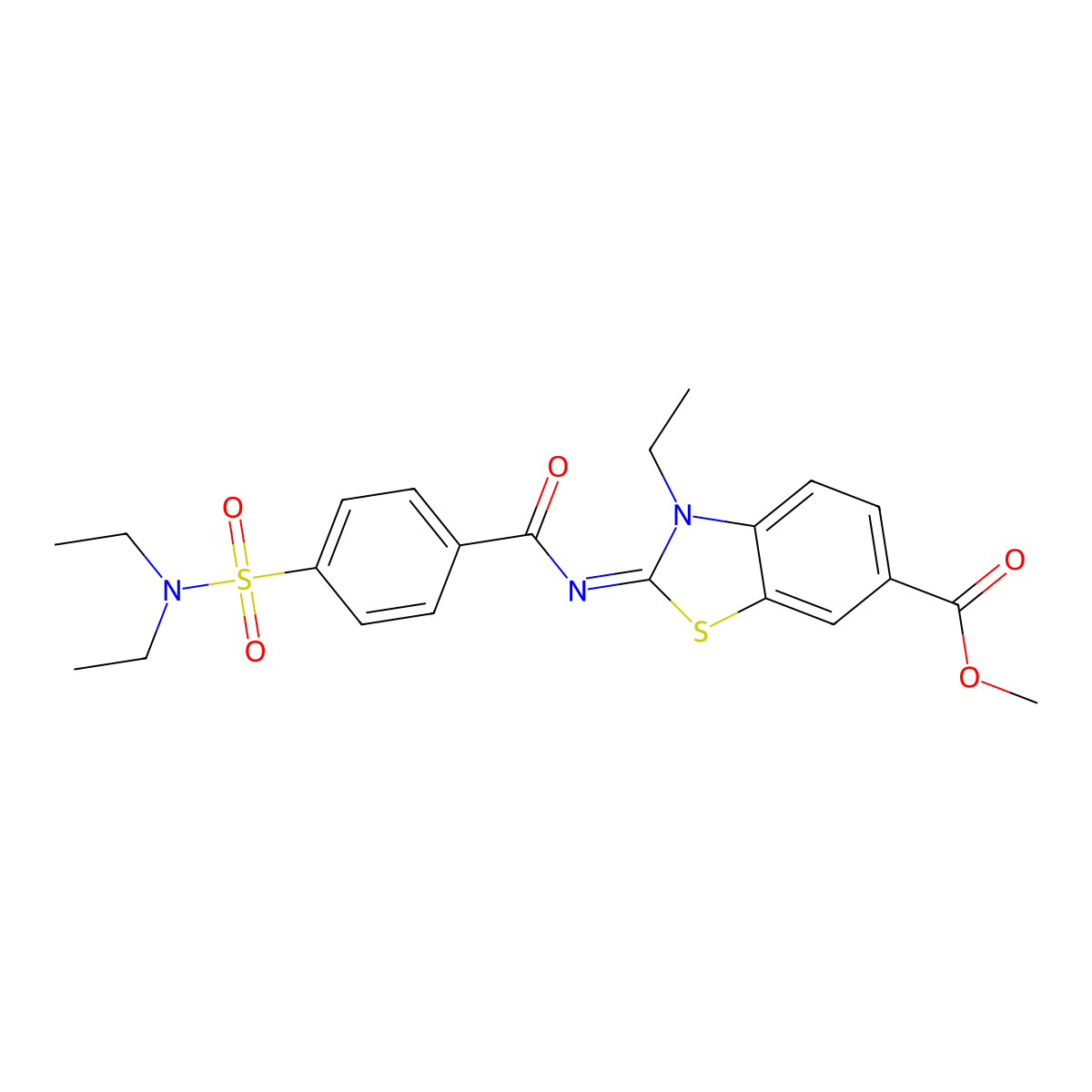Methyl 2-[4-(diethylsulfamoyl)benzoyl]imino-3-ethyl-1,3-benzothiazole-6-carboxylate molecular structure, CAS 850909-28-3