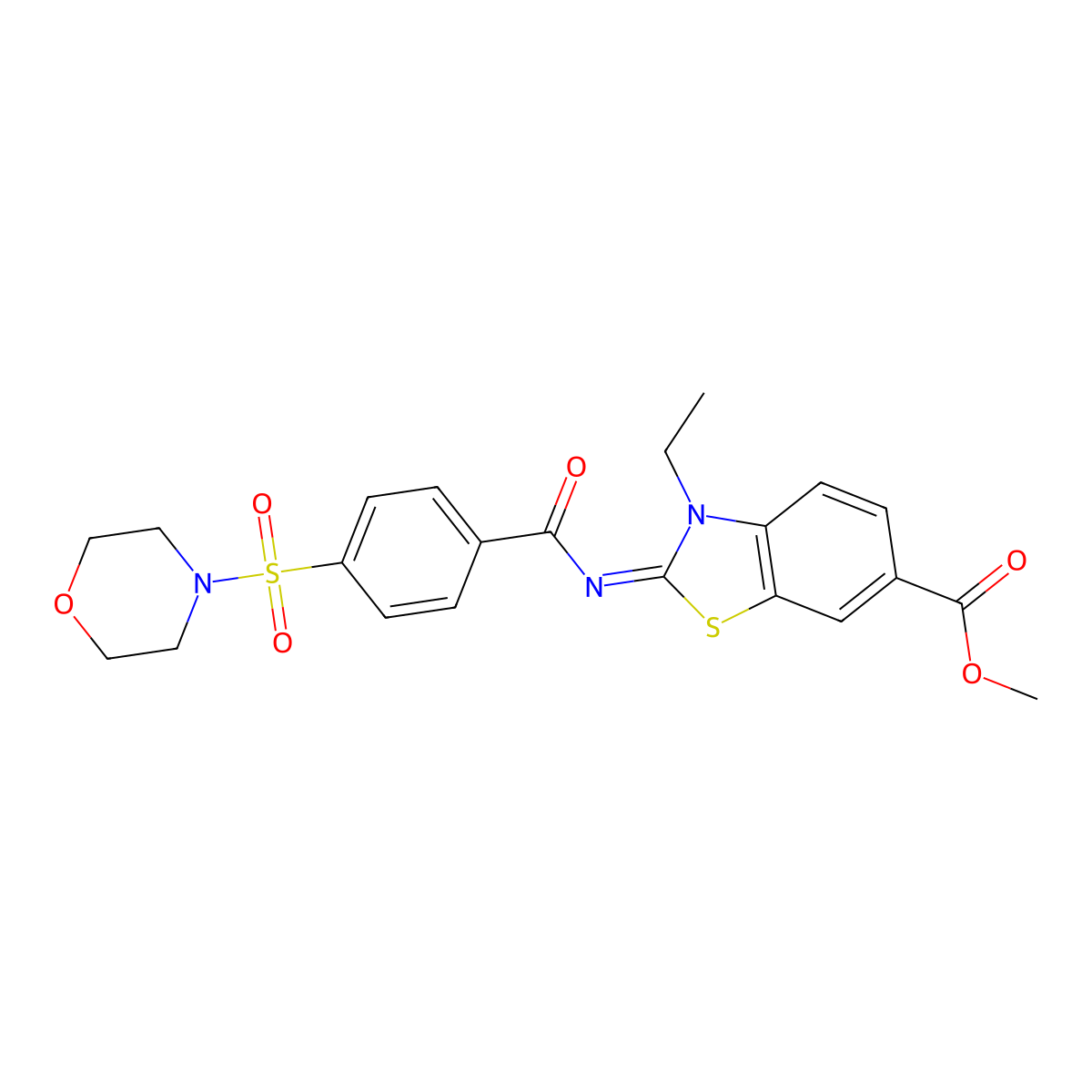 (Z)-methyl 3-ethyl-2-((4-(morpholinosulfonyl)benzoyl)imino)-2,3-dihydrobenzo[d]thiazole-6-carboxylate molecular structure, CAS 850909-30-7