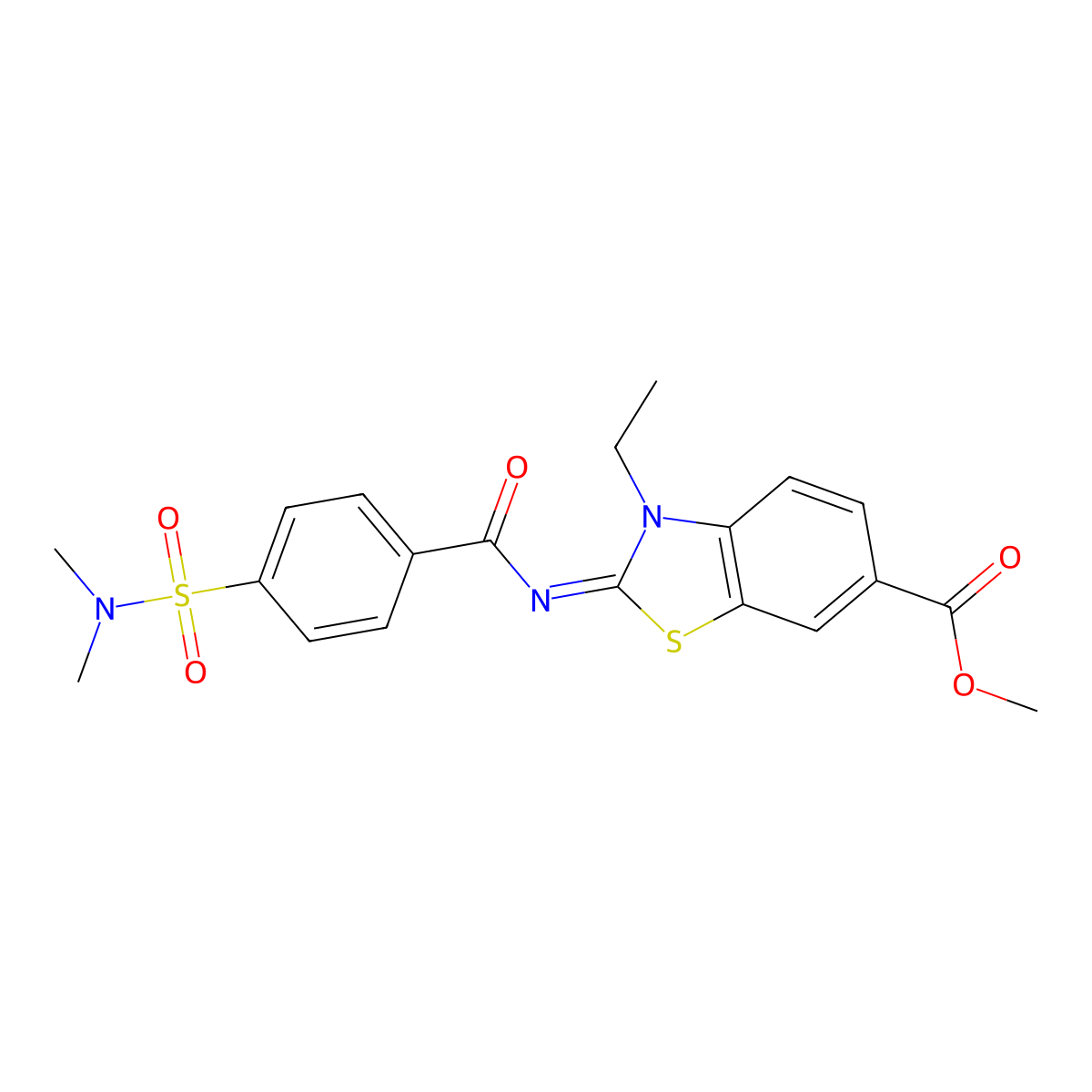 Methyl 2-[4-(dimethylsulfamoyl)benzoyl]imino-3-ethyl-1,3-benzothiazole-6-carboxylate molecular structure, CAS 850909-32-9