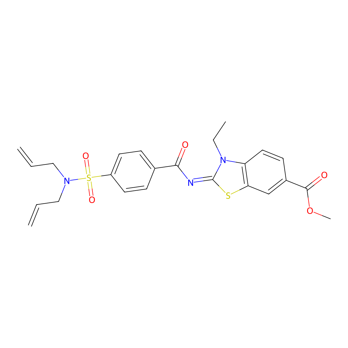 (Z)-methyl 2-((4-(N,N-diallylsulfamoyl)benzoyl)imino)-3-ethyl-2,3-dihydrobenzo[d]thiazole-6-carboxylate molecular structure, CAS 850909-33-0