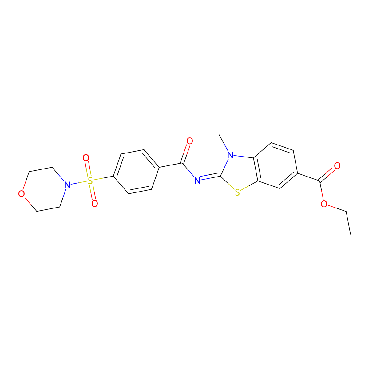 Ethyl 3-methyl-2-(4-morpholin-4-ylsulfonylbenzoyl)imino-1,3-benzothiazole-6-carboxylate molecular structure, CAS 850909-38-5