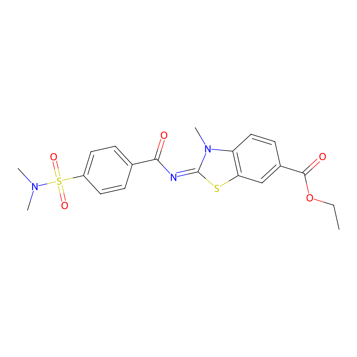 (E)-ethyl 2-((4-(N,N-dimethylsulfamoyl)benzoyl)imino)-3-methyl-2,3-dihydrobenzo[d]thiazole-6-carboxylate molecular structure, CAS 850909-40-9