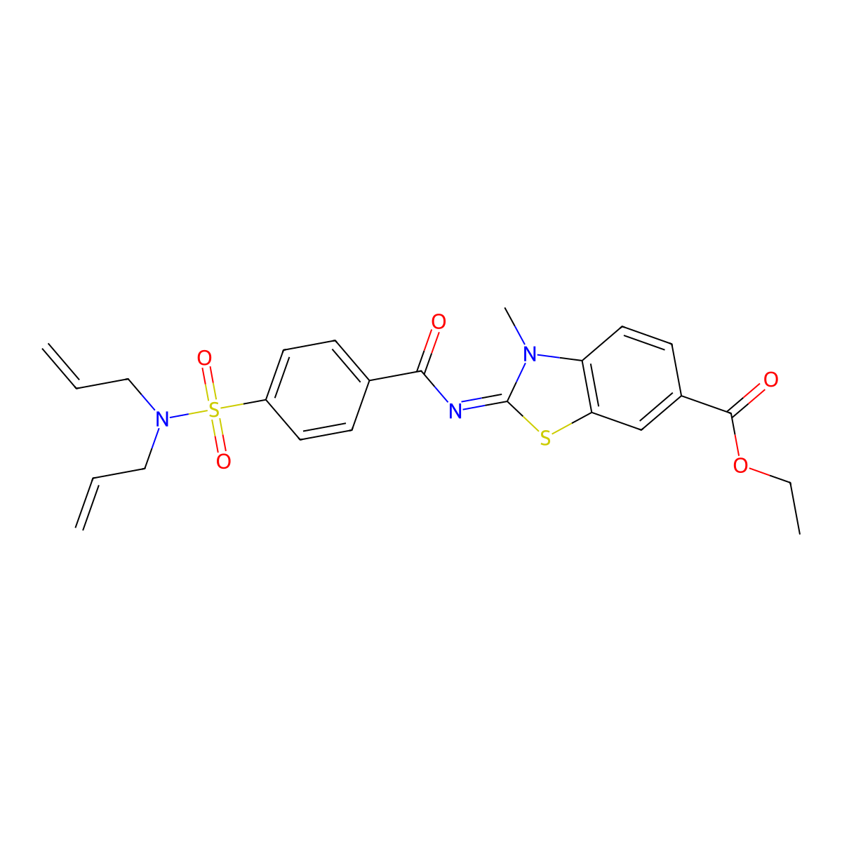(E)-ethyl 2-((4-(N,N-diallylsulfamoyl)benzoyl)imino)-3-methyl-2,3-dihydrobenzo[d]thiazole-6-carboxylate molecular structure, CAS 850909-42-1