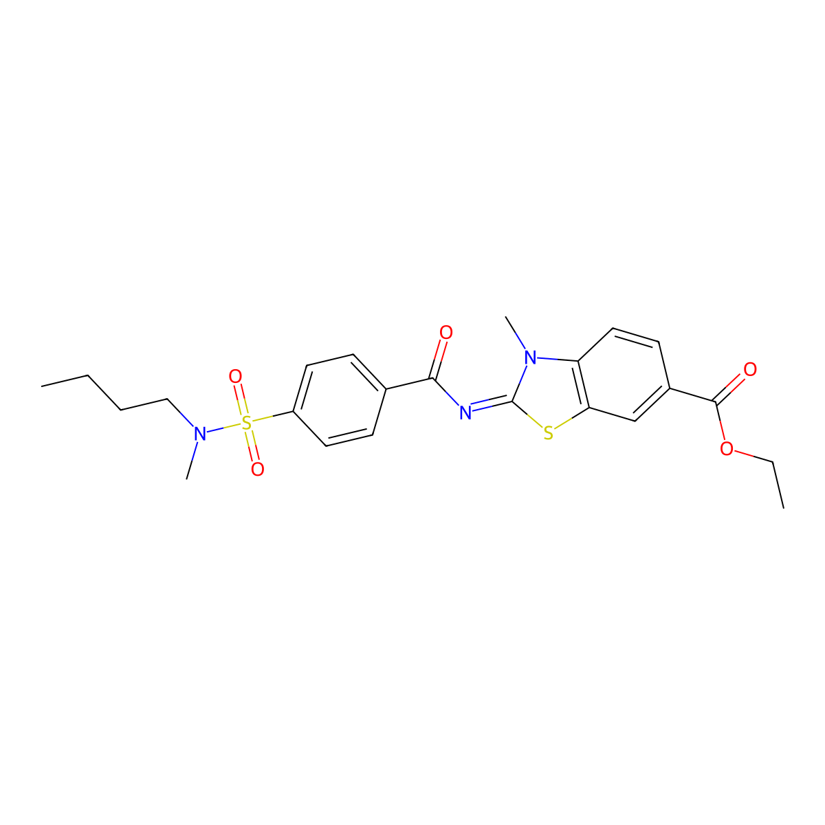 (Z)-ethyl 2-((4-(N-butyl-N-methylsulfamoyl)benzoyl)imino)-3-methyl-2,3-dihydrobenzo[d]thiazole-6-carboxylate molecular structure, CAS 850909-46-5