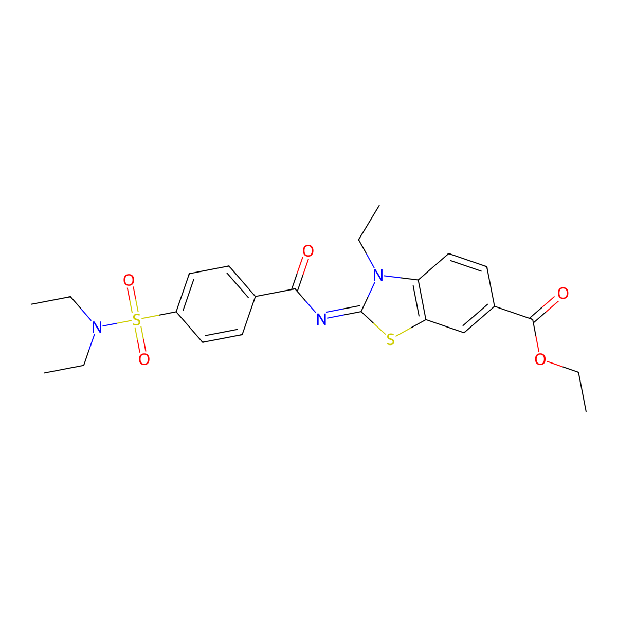 (Z)-ethyl 2-((4-(N,N-diethylsulfamoyl)benzoyl)imino)-3-ethyl-2,3-dihydrobenzo[d]thiazole-6-carboxylate molecular structure, CAS 850909-47-6