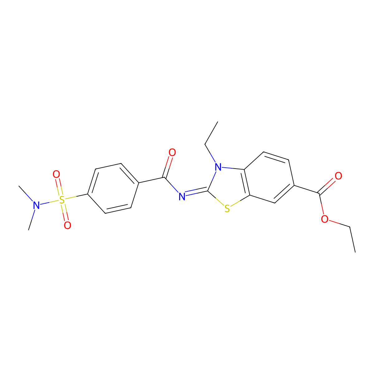Ethyl 2-[4-(dimethylsulfamoyl)benzoyl]imino-3-ethyl-1,3-benzothiazole-6-carboxylate molecular structure, CAS 850909-50-1