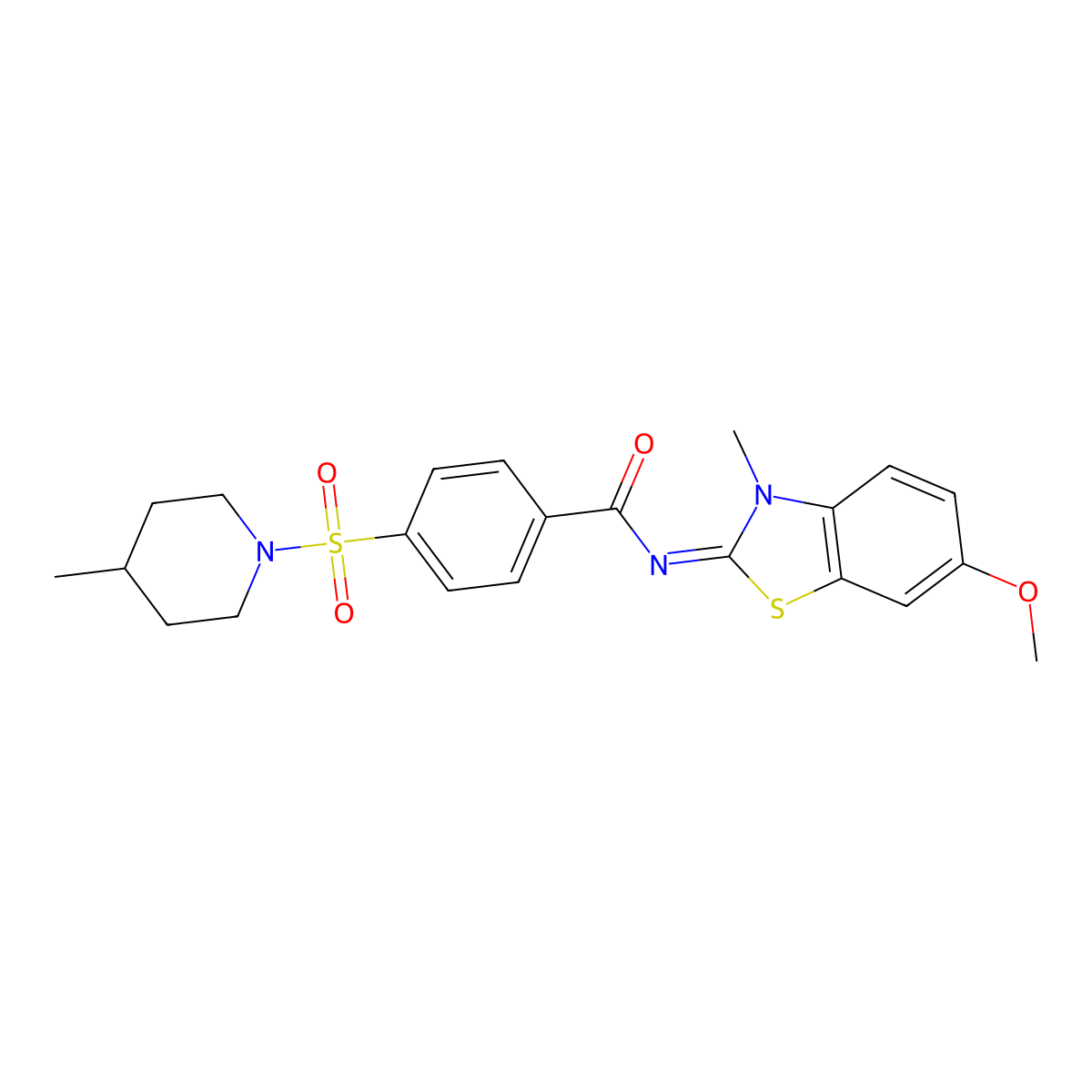 (E)-N-(6-methoxy-3-methylbenzo[d]thiazol-2(3H)-ylidene)-4-((4-methylpiperidin-1-yl)sulfonyl)benzamide molecular structure, CAS 850909-53-4