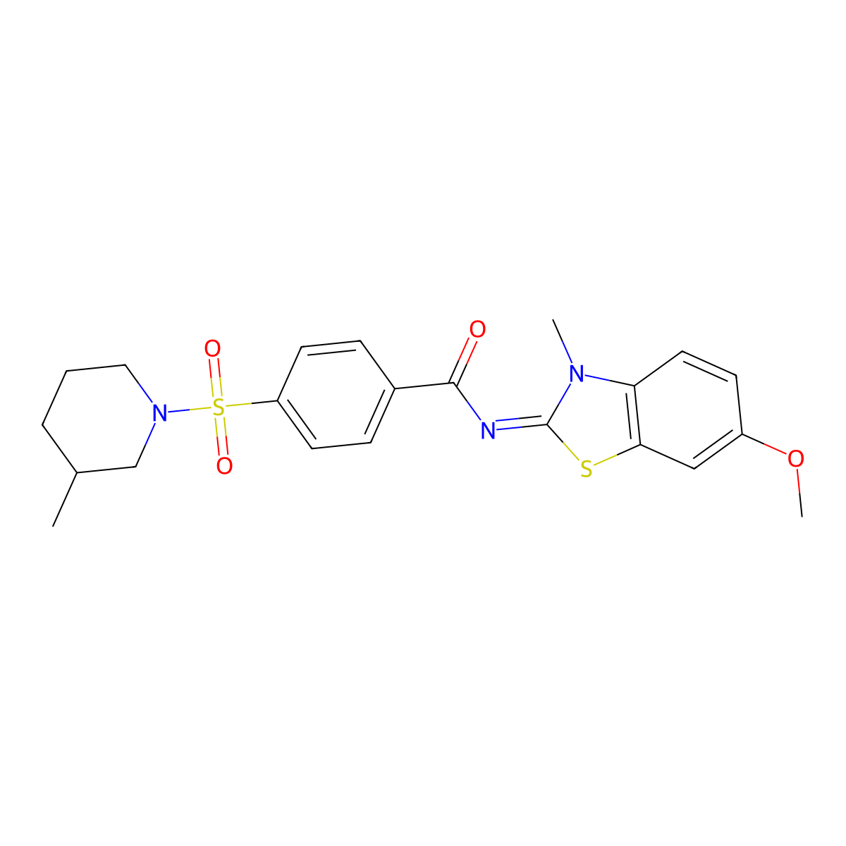 N-(6-methoxy-3-methyl-1,3-benzothiazol-2-ylidene)-4-(3-methylpiperidin-1-yl)sulfonylbenzamide molecular structure, CAS 850909-54-5