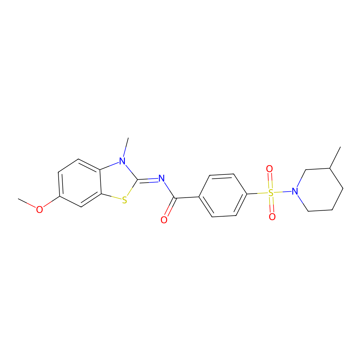 N-(6-methoxy-3-methyl-1,3-benzothiazol-2-ylidene)-4-(3-methylpiperidin-1-yl)sulfonylbenzamide molecular structure, CAS 850909-54-5