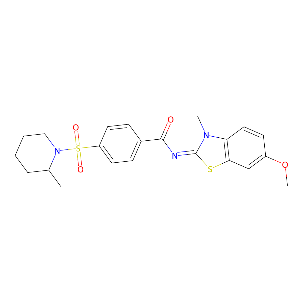 (E)-N-(6-methoxy-3-methylbenzo[d]thiazol-2(3H)-ylidene)-4-((2-methylpiperidin-1-yl)sulfonyl)benzamide molecular structure, CAS 850909-55-6