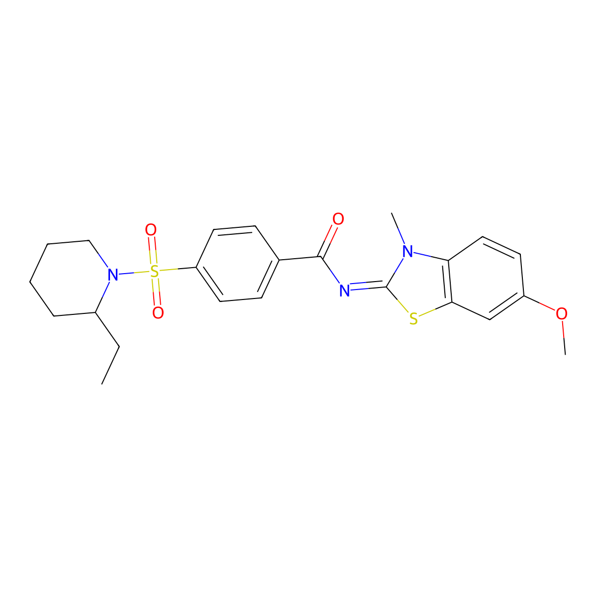 (Z)-4-((2-ethylpiperidin-1-yl)sulfonyl)-N-(6-methoxy-3-methylbenzo[d]thiazol-2(3H)-ylidene)benzamide molecular structure, CAS 850909-61-4