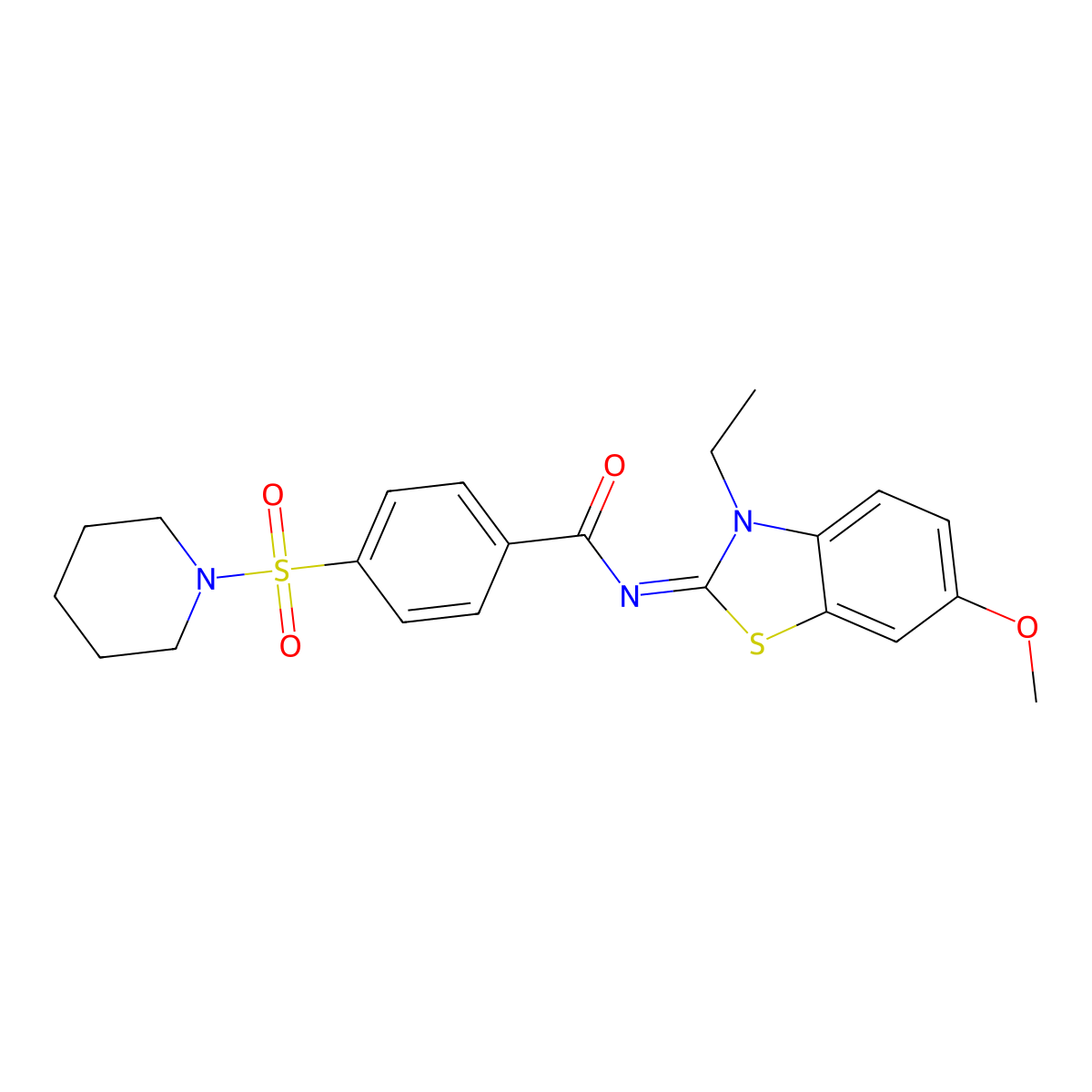 (Z)-N-(3-ethyl-6-methoxybenzo[d]thiazol-2(3H)-ylidene)-4-(piperidin-1-ylsulfonyl)benzamide molecular structure, CAS 850909-63-6