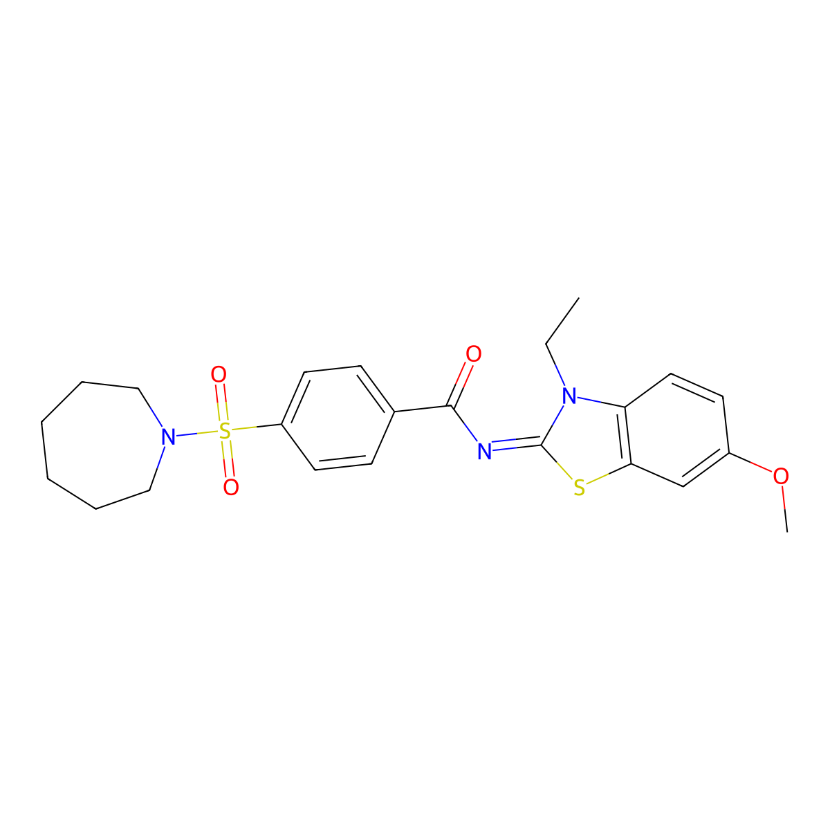 4-(azepan-1-ylsulfonyl)-N-(3-ethyl-6-methoxy-1,3-benzothiazol-2-ylidene)benzamide molecular structure, CAS 850909-69-2